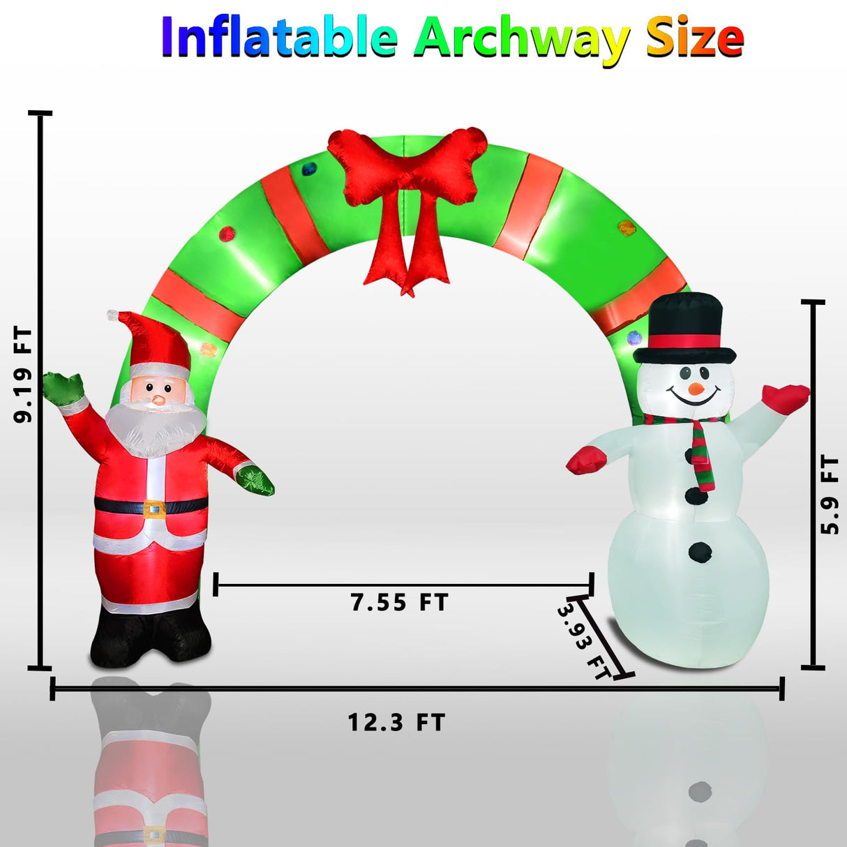 12 Ft Lighted Christmas Inflatable Archway, Inflatable Santa Claus and Snowman Arch Indoor and Outdoor Holiday Decorations, Built-in Led Lights, Large Outdoor Patio Decorations Garden Props OILCUP