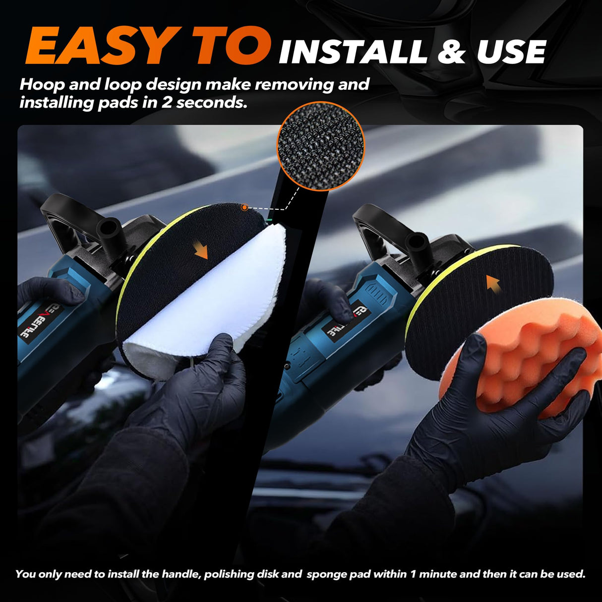 GEVEELIFE Buffer Polisher, 6 Inch/7 Inch 1600W Rotary Car Buffer Polisher Waxer, 7 Variable Speed 1000-3500 RPM, Detachable Handle for Car, Boat Sanding, Polishing, Waxing GEVEELIFE