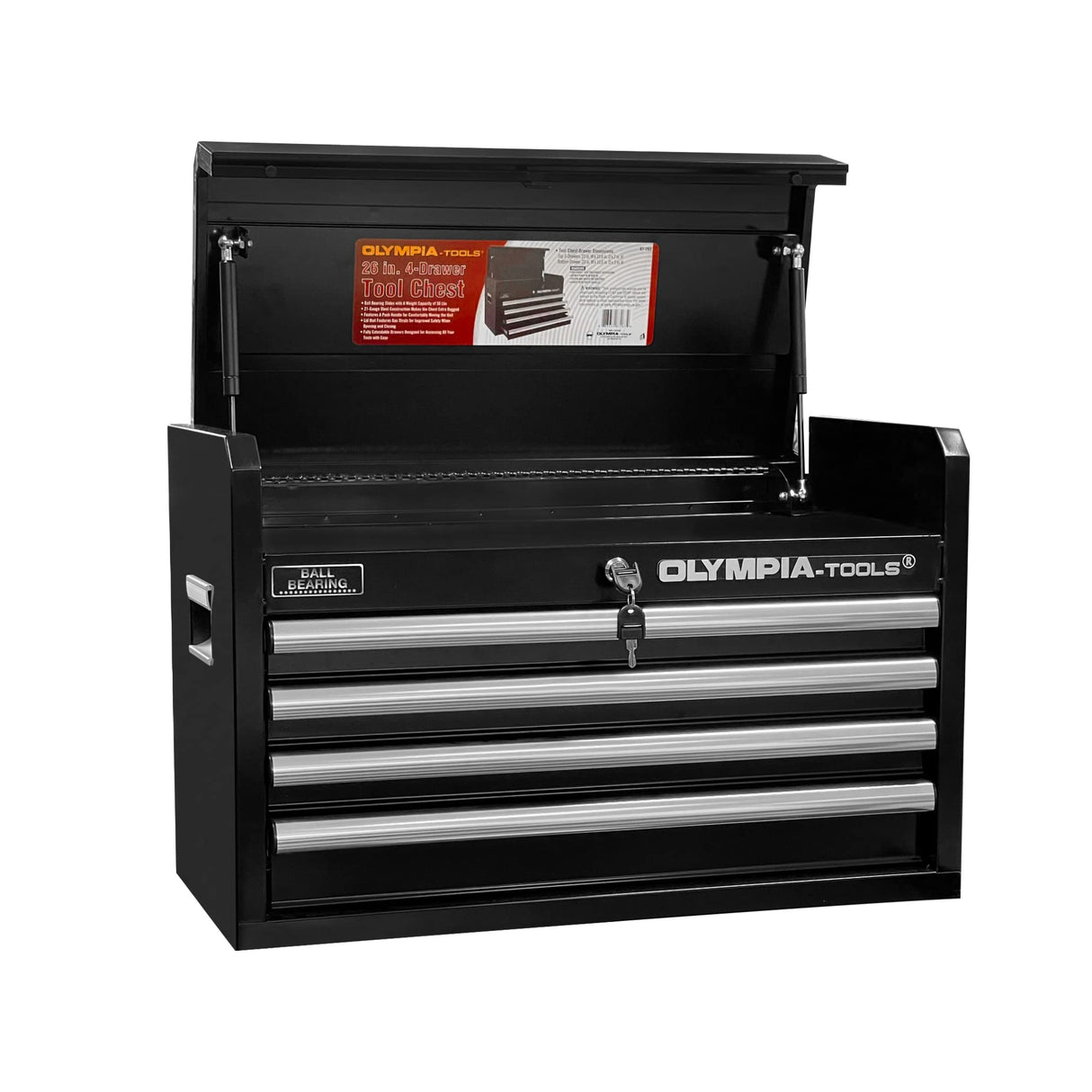 Olympia Tools Portable Metal Tool Chest Box with Drawers - 26" Tool Chest Cabinet Ball Bearing Slide Drawers Locking Storage Garage Toolbox Organizer Olympia Tools