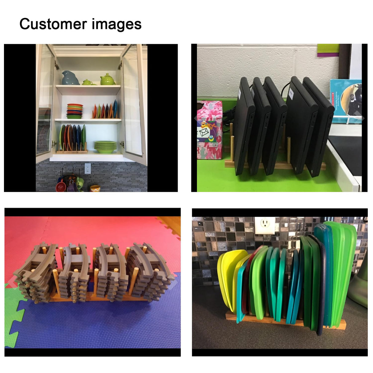 INNERNEED Bamboo Wooden Plate Racks Dish Stand Holder Kitchen Storage Cabinet Organizer for Dish/Plate/Bowl/Cup/Pot Lid/Cutting Board (Pack of 2) INNERNEED