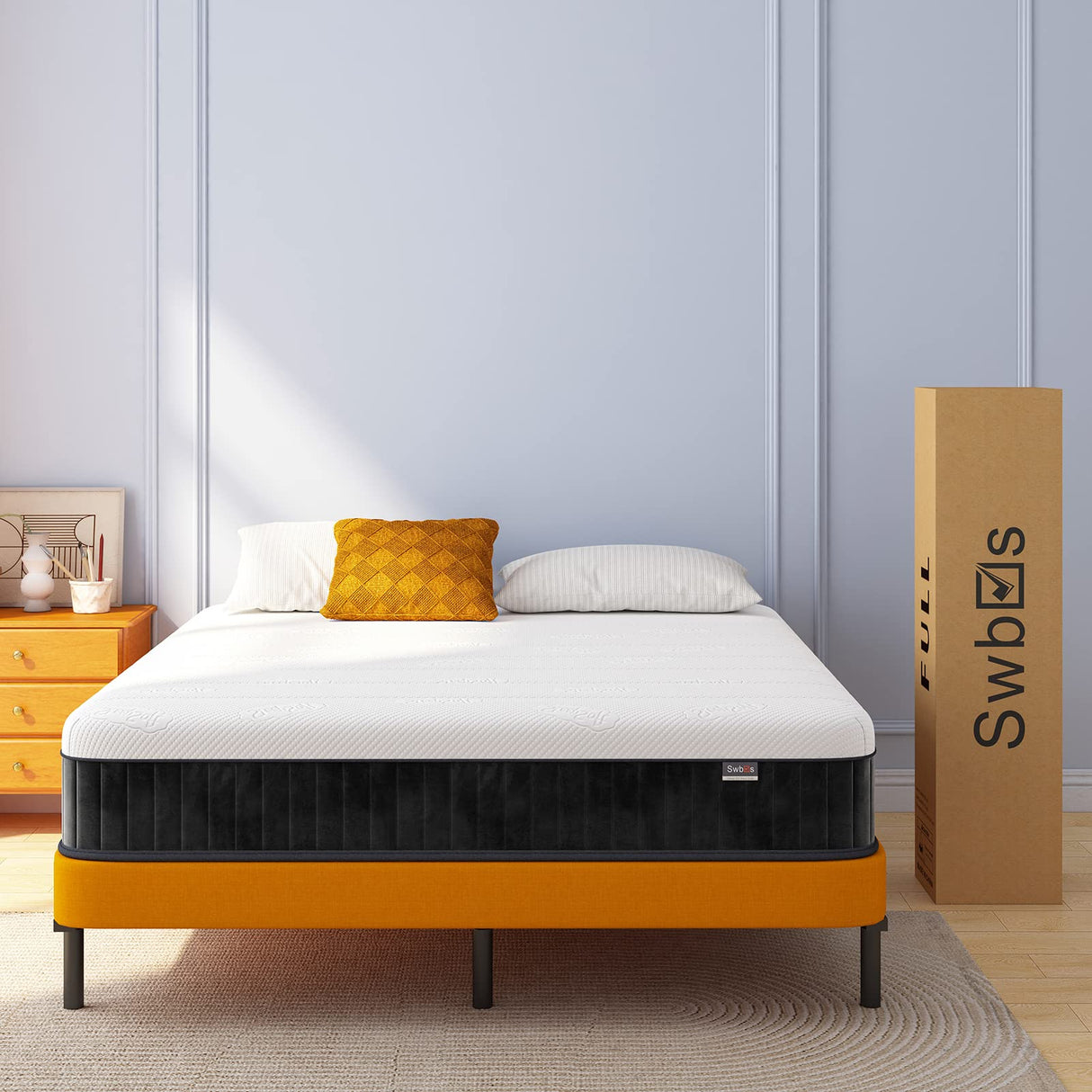 Queen Mattress 12 Inch, Hybrid Mattress Queen Size, Bed Matress in a Box, Pressure Relief & Fiberglass Free Swbvs