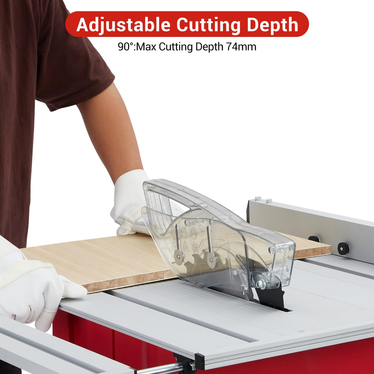 Table Saw, MERXENG 10 Inch 15A Multifunctional Saw With Stand & Push Stick, 90° Cross Cut & 0-45° Bevel Cut, 5000RPM, Adjustable Blade Height for Woodworking, Red MERXENG