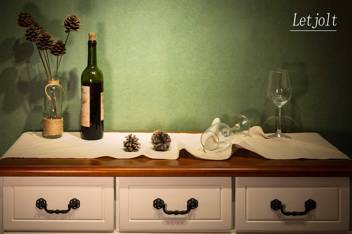 Letjolt Farmhouse Table Runner 72 Inches Long Shabby Chic Ruffled Table Runner Rustic Home Table Decoration for Baby Shower Bride Shower, Natural Letjolt