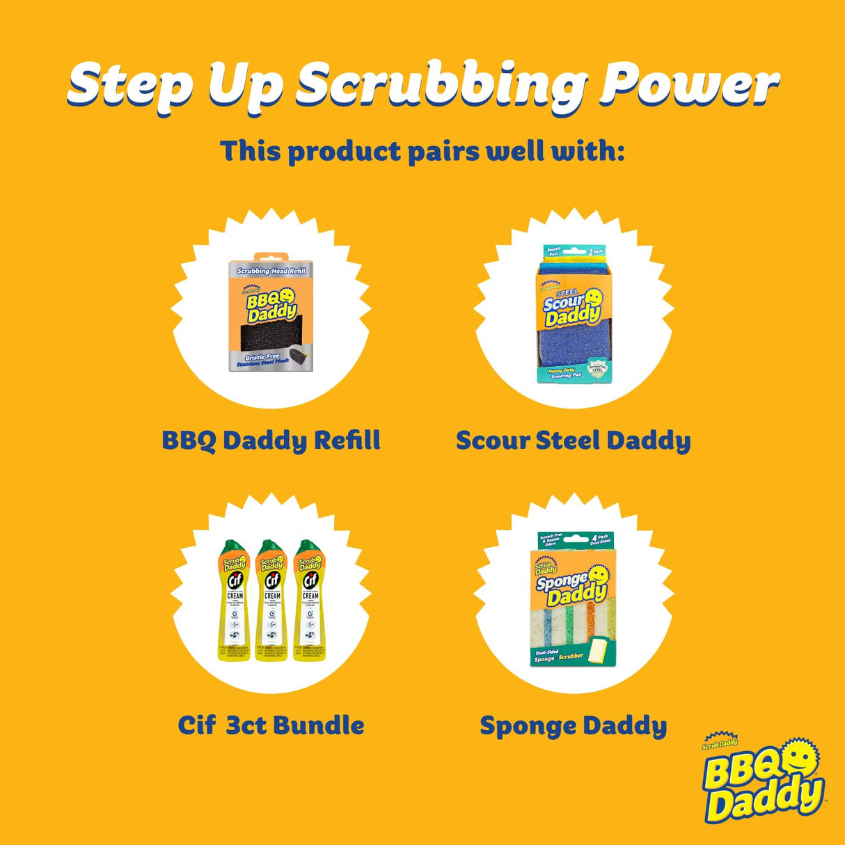 Scrub Daddy BBQ Daddy Grill Brush for Outdoor Grill - Bristle Free Scraper + Scrub Brush - Cut Through Charred Buildup with Stronger, Temperature Controlled Scrubbing Power (1 Grill Brush) Scrub Daddy