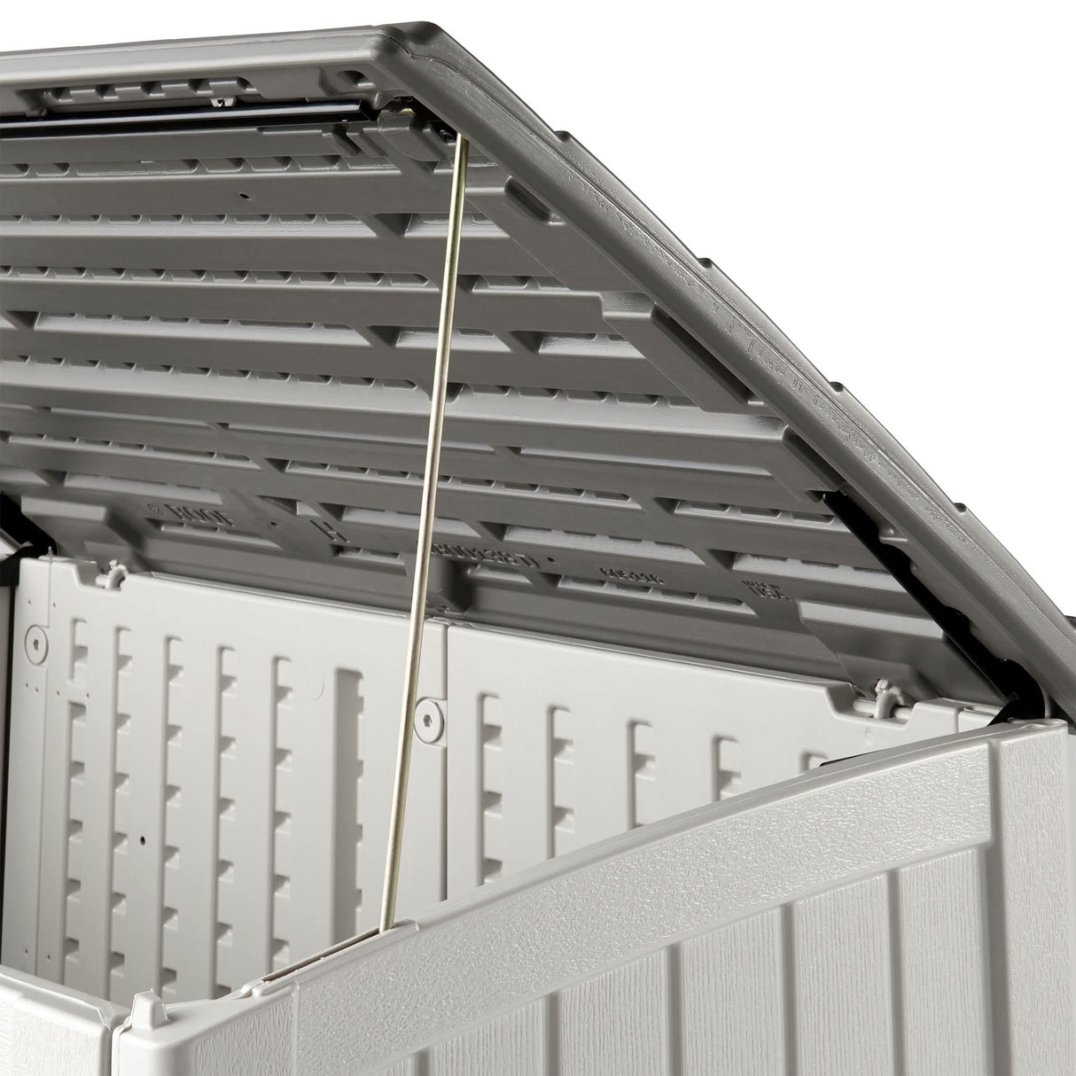 Suncast 34 Cu Ft Capacity Horizontal Outdoor Storage Shed for Garbage Cans, Garden Accessories, Backyard, and Patio Use, Vanilla Suncast