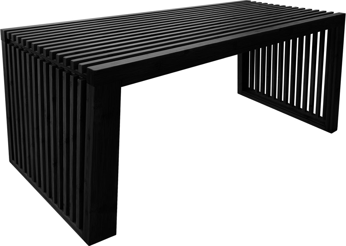 Versatile Wooden Slatted Bench - Sleek Modern Design for Dining, Entryway, Bedroom - Indoor Use with Storage Capability for Home, Kitchen, Bathroom & Beyond (Black) Berkvee