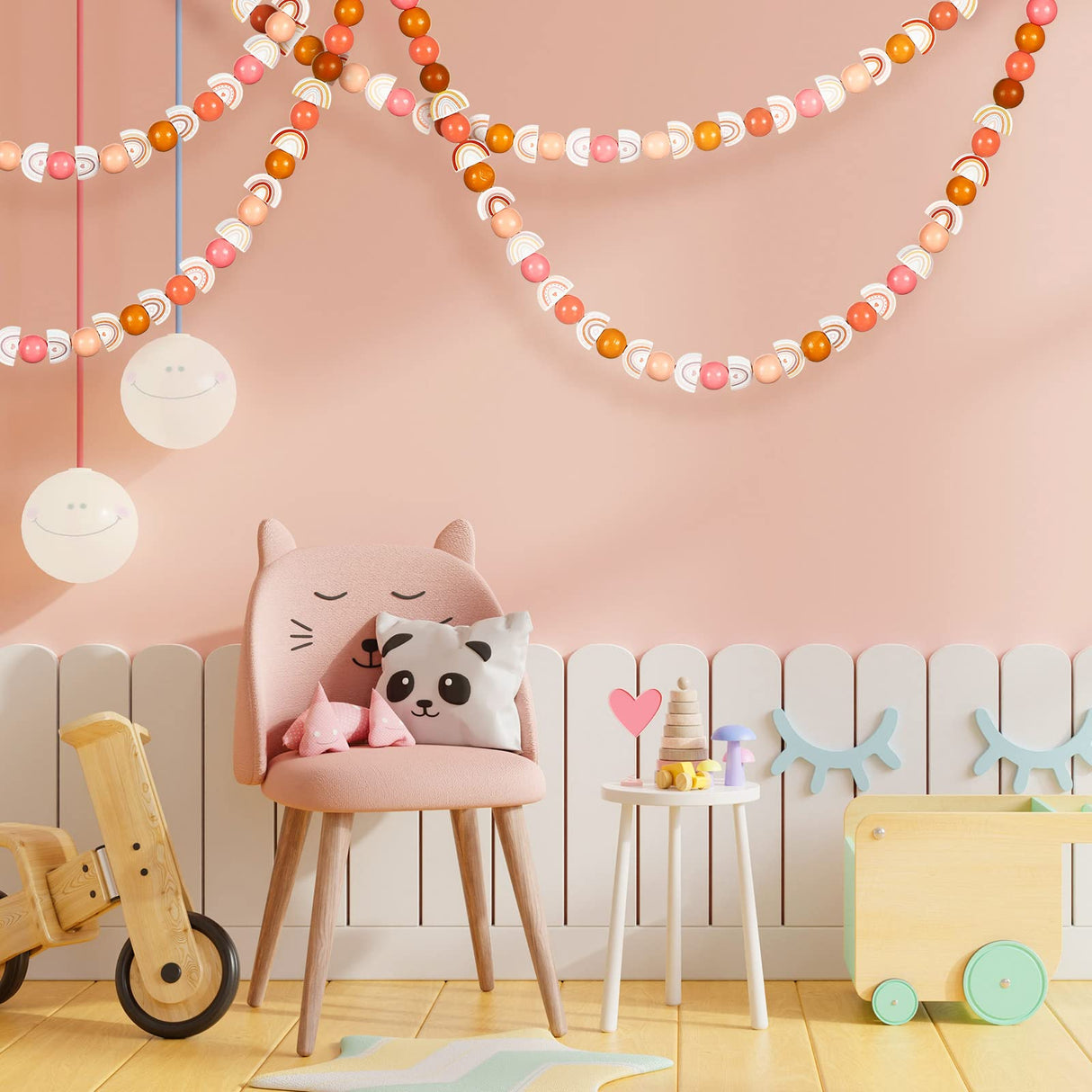 Waydress 200 Pcs Boho Rainbow Wooden Beads Rustic Farmhouse Wood Beads Natural Handmade Round Bead Polished Spacer Bead for DIY Necklace Bracelet Earrings Keychain Crafts Jewelry Making Waydress