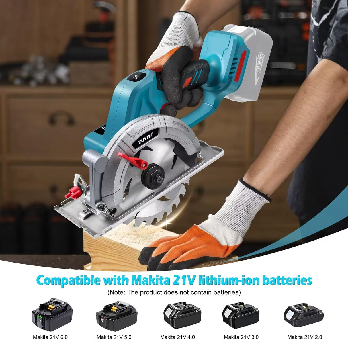 ZUYIYI 6 Inch Cordless Mini Circular Saw for Makita 18V Battery(Not Inclued), 12000RPM 2"(90°) Cutting Depth, Brushless Compact Tile Saw for Wood, Tile, Metal, Plastic, for 5-1/2, 5-3/8 Inch Blade ZUYIYI