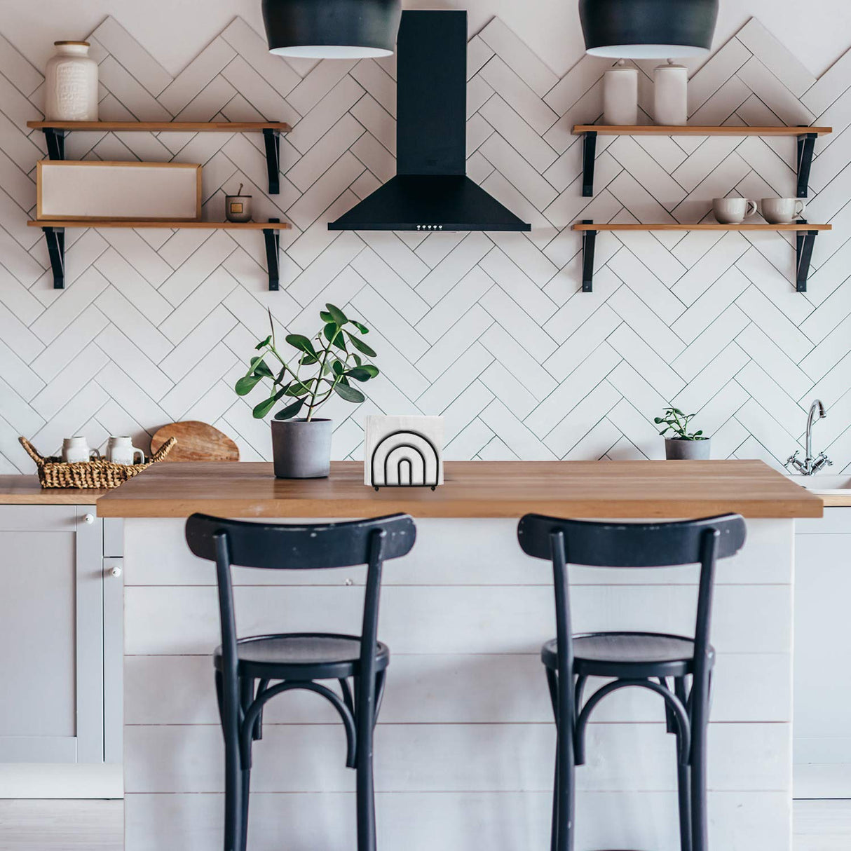 Blue Donuts Classic Arc Collection Napkin Holder – Napkin Holders for Tables, Farmhouse Napkins Holder, Dining Table Napkin Holders for Kitchen, Black Blue Donuts