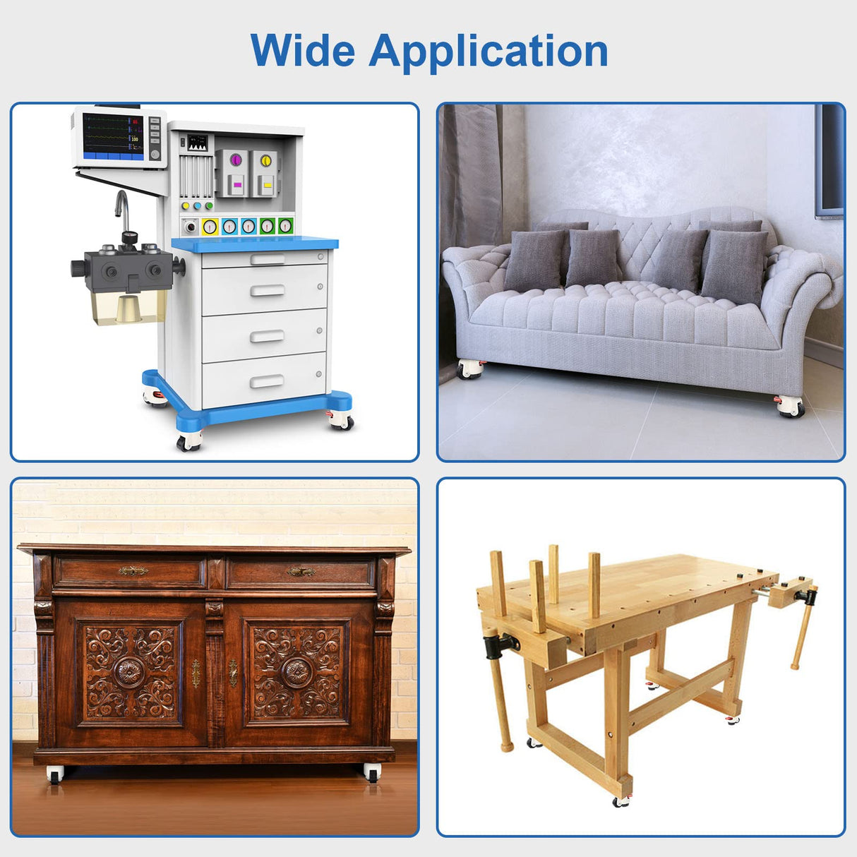 W B D WEIBIDA Leveling Casters Heavy Duty with Upgraded Ratchet Handle Design, 360 Degree Swivel Castor Wheels, Adjustable Casters with Feet for W B D WEIBIDA