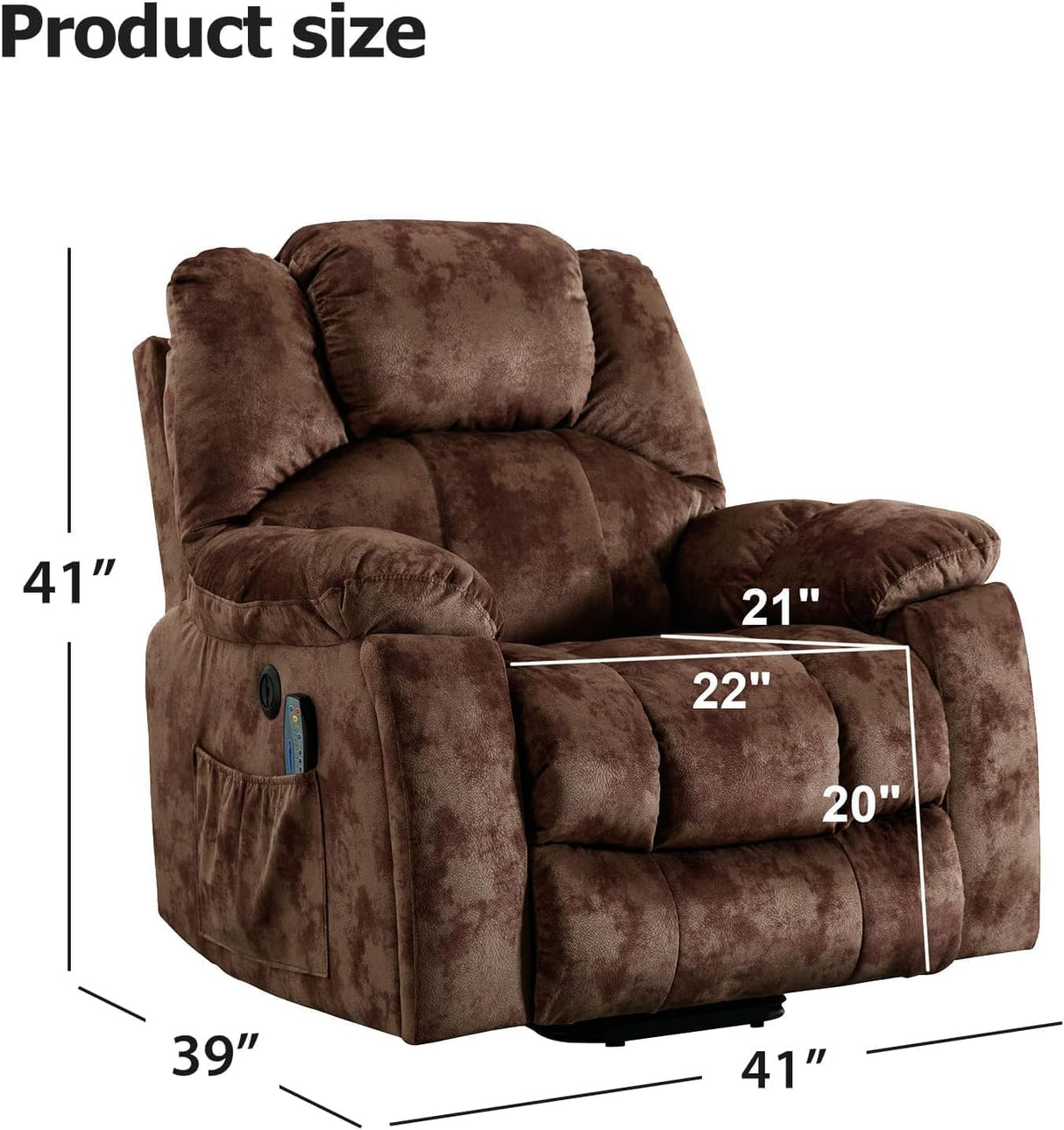 CANMOV Large Power Lift Recliner with Massage and Heat for Elderly, Heavy Duty Lift Recliner for Seniors with USB Port, 2 Hidden Cup Holders (Camel Brown) CANMOV