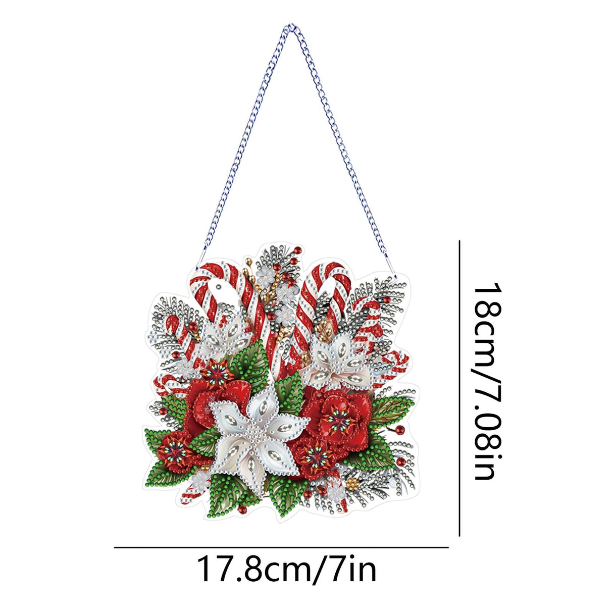 Christmas Diamond Art Hanging Kits for Adults, Special Shaped Diamond Painting,Double Sided 5D DIY Acrylic Diamond Art Painting Window Pendants Home Garden Wall Hanging Kits Cane candy wreath Ornament RYMILIE