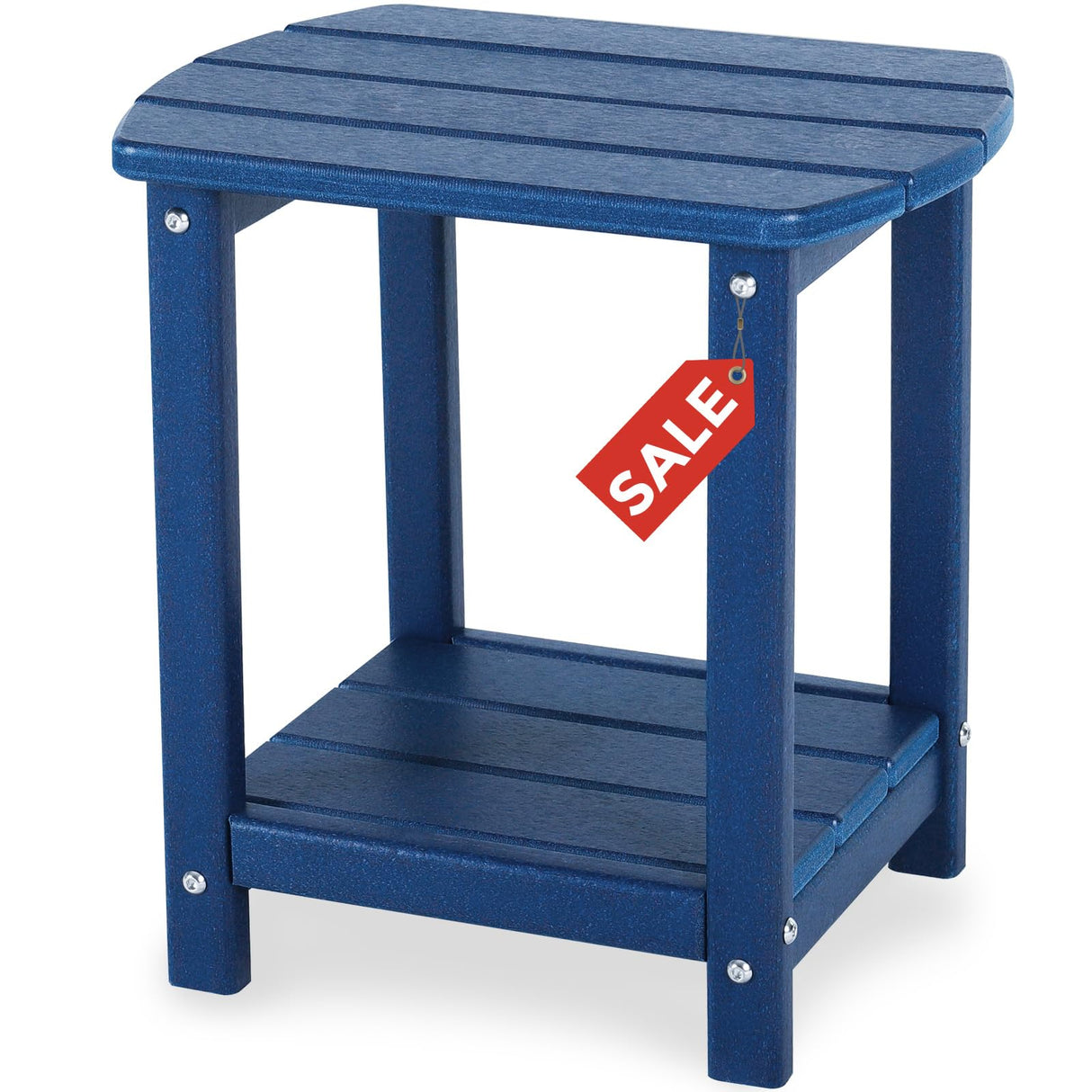 GARDENSTAR Adirondack Square Outdoor Side Table,2-Tier Storage Patio Side Table, HDPE End Tables for Backyard Pool Porch Garden Lawn(Blue) GARDENSTAR
