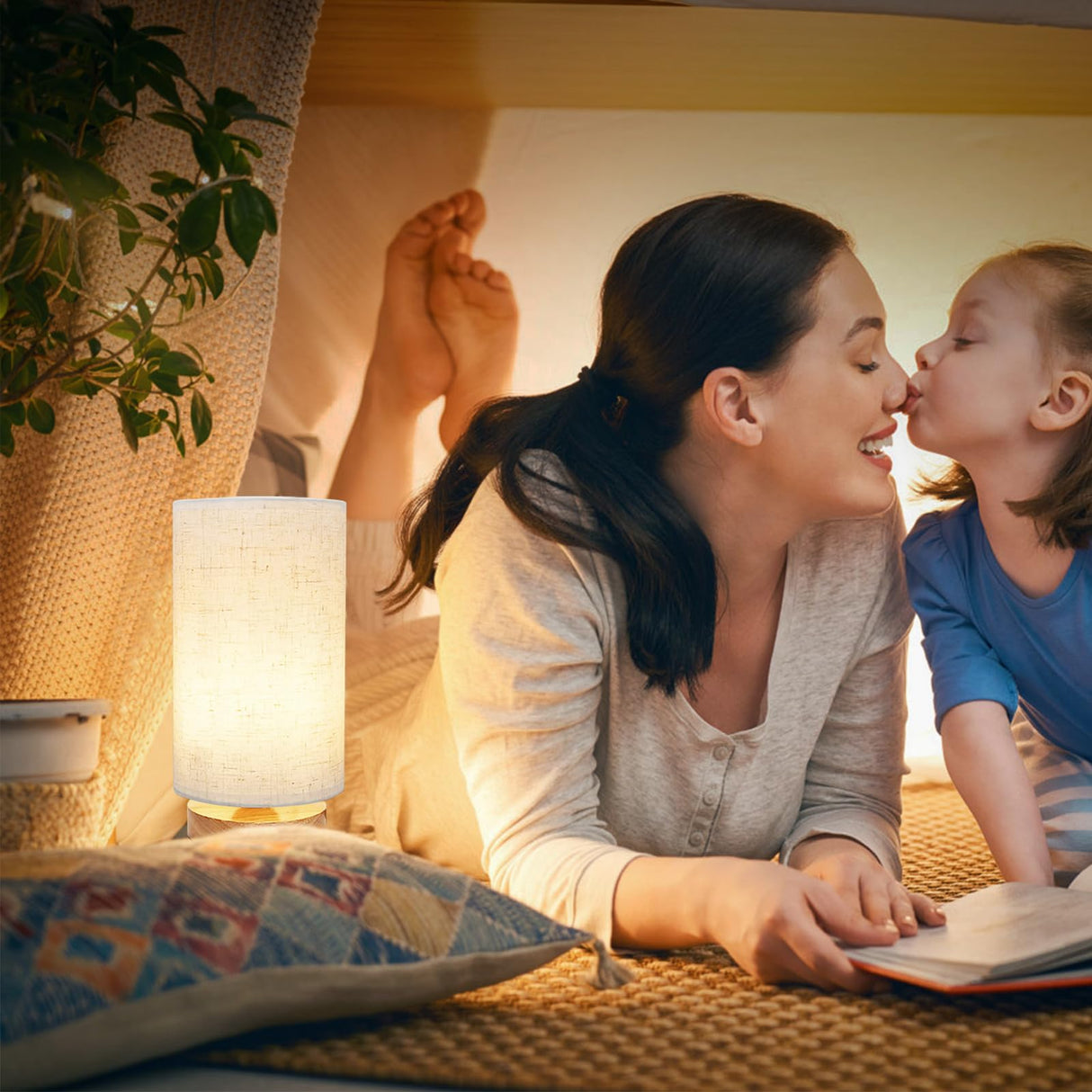 Table Lamp for Bedroom - Small Beside Touch Lamps for Night Stands Home Office - Minimalist Design Warm Light Mini Boho Lamp - Fits in Kids,Living,Nursey Room,College Dorm - Awesome Gift Choice UCHENTON