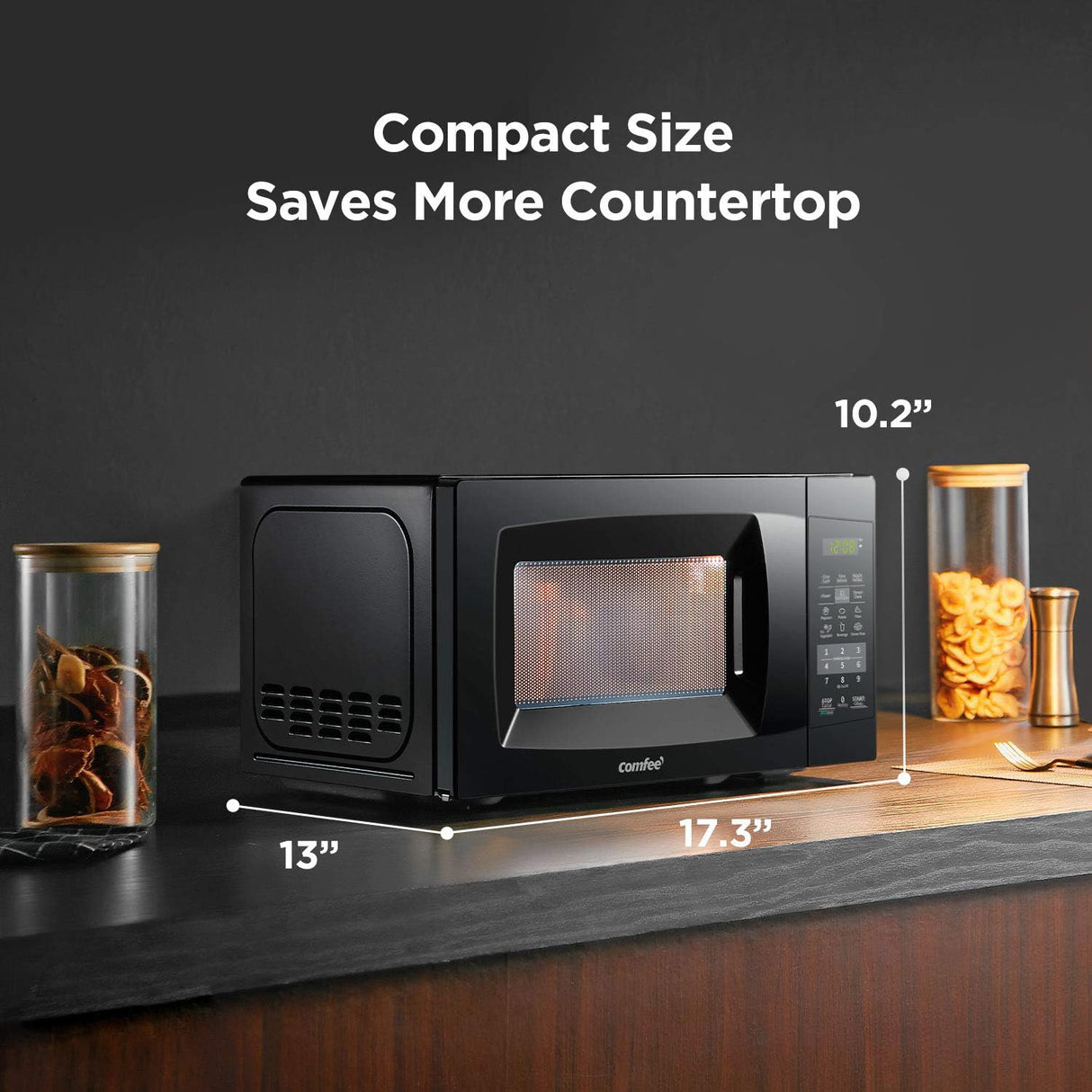 Comfee EM720CPL-PMB Countertop Microwave Oven with Sound On/Off, ECO Mode and Easy One-Touch Buttons, 0.7 Cu Ft, Black COMFEE'