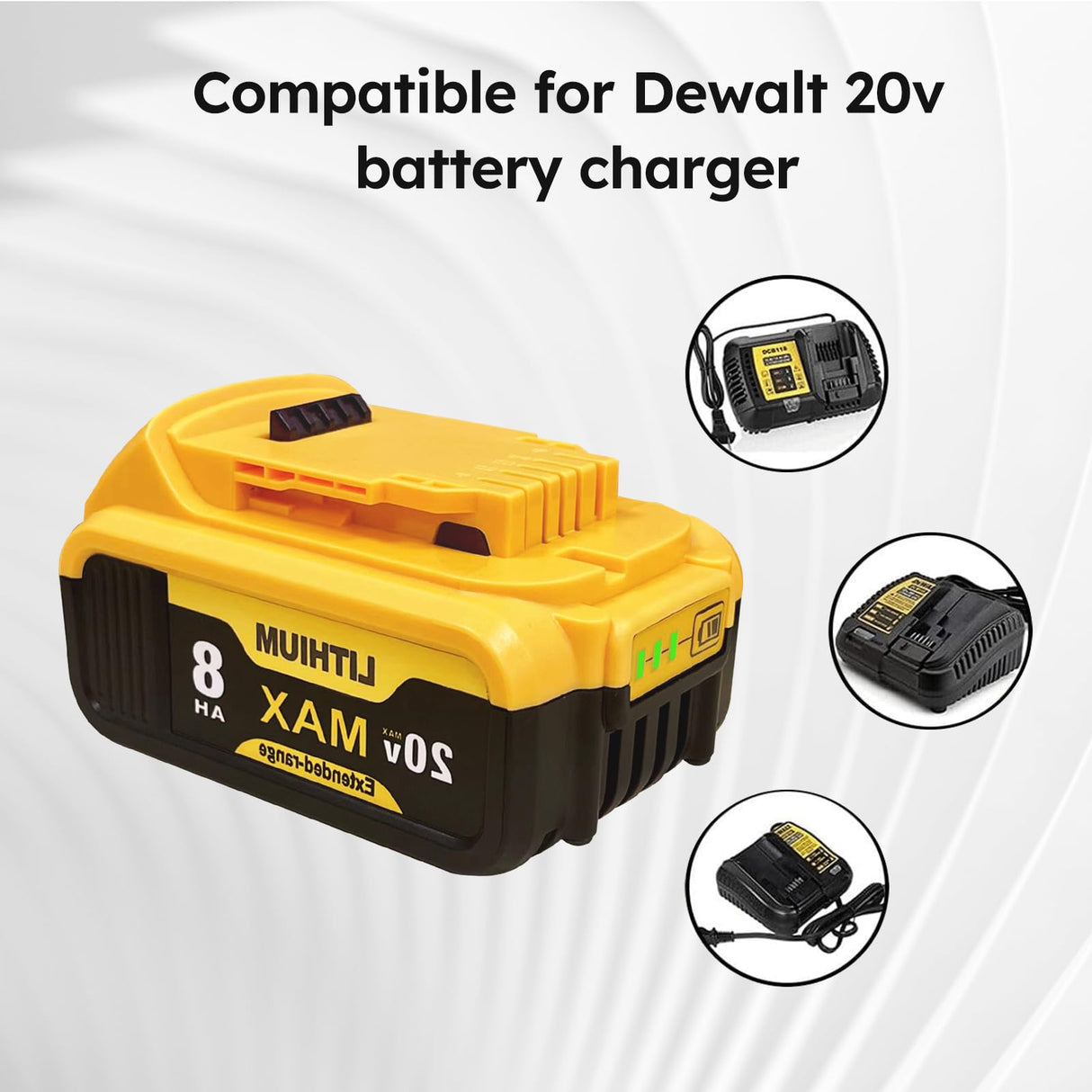 Etikpouon 8.0Ah Replace Battery for Dewalt Replacement for Dewalt 20V Max Batteries DCB205-2 DCB206 DCB204 DCB203 DCB208 Compatible with Dewalt 20V Cordless Power Tools Etikpouon