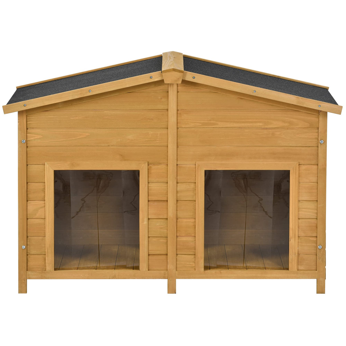 LUSPAZ 47.2 Inch Large Wooden Dog House Outdoor, Outdoor and Indoor Dog Crate, Cabin Style, with 2 Doors Porch, Wood LUSPAZ