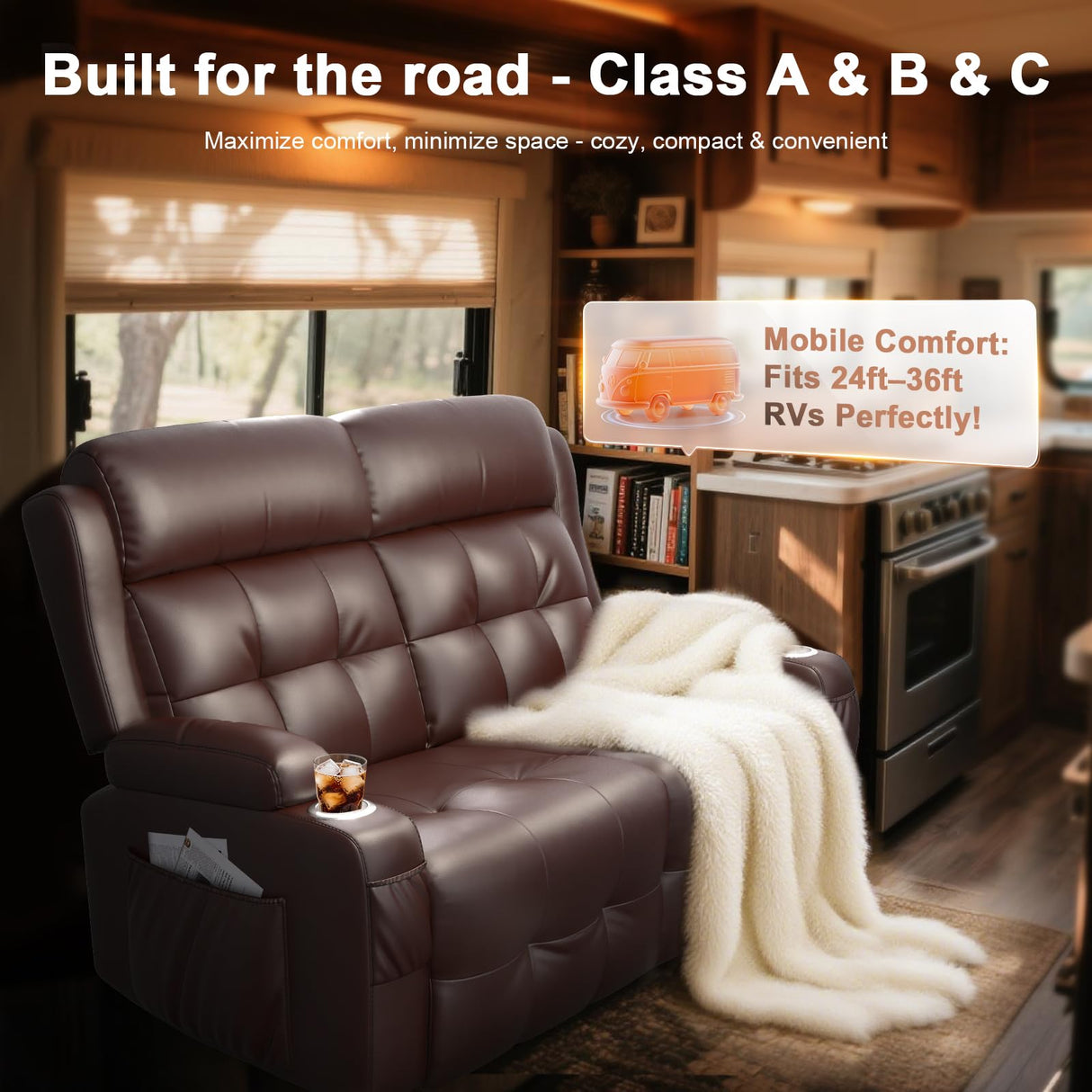 VAFEAFO Loveseat Recliner, Oversized Massage Reclining Sofa Heavy Weight Capacity, RV Love Seat Chair Clearance with Storage, Cup Holders, Wall Hugger Couches for Living Room VAFEAFO