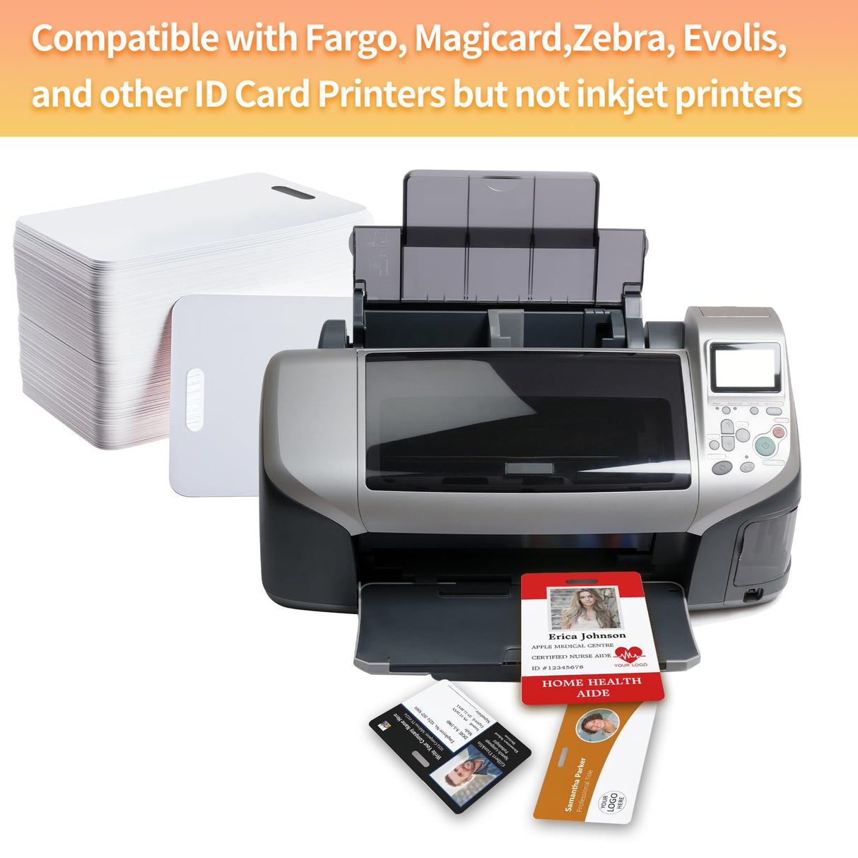 20 Pack Premium Blank PVC Cards with Slot Punch on Short Side - CR80 30mil Vertical Slot Punch Blank Credit Cards for ID Badge Card Printers - Graphic Quality PVC Cards for Business Office Klmnduo