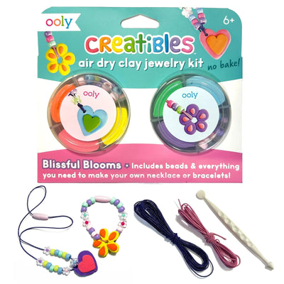 Ooly Creatibles Air Dry Clay Jewelry Kit for Kids, DIY Art Jewelry Making Kit with 6 Clay Colors, Beads, Shaping Tool, and Elastic Yarn, Non-Toxic Craft Supplies for Kids Ages 6 and Up