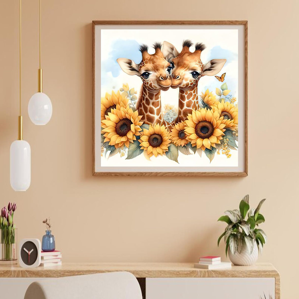 Auremi Giraffe Diamond Art Painting Kits for Adults 5D Sunflower Diamond Art Kit for Beginners, DIY Paint with Round Full Drill Animal Diamonds Paintings Animal Gem Art for Home 12X12 Inch Auremi