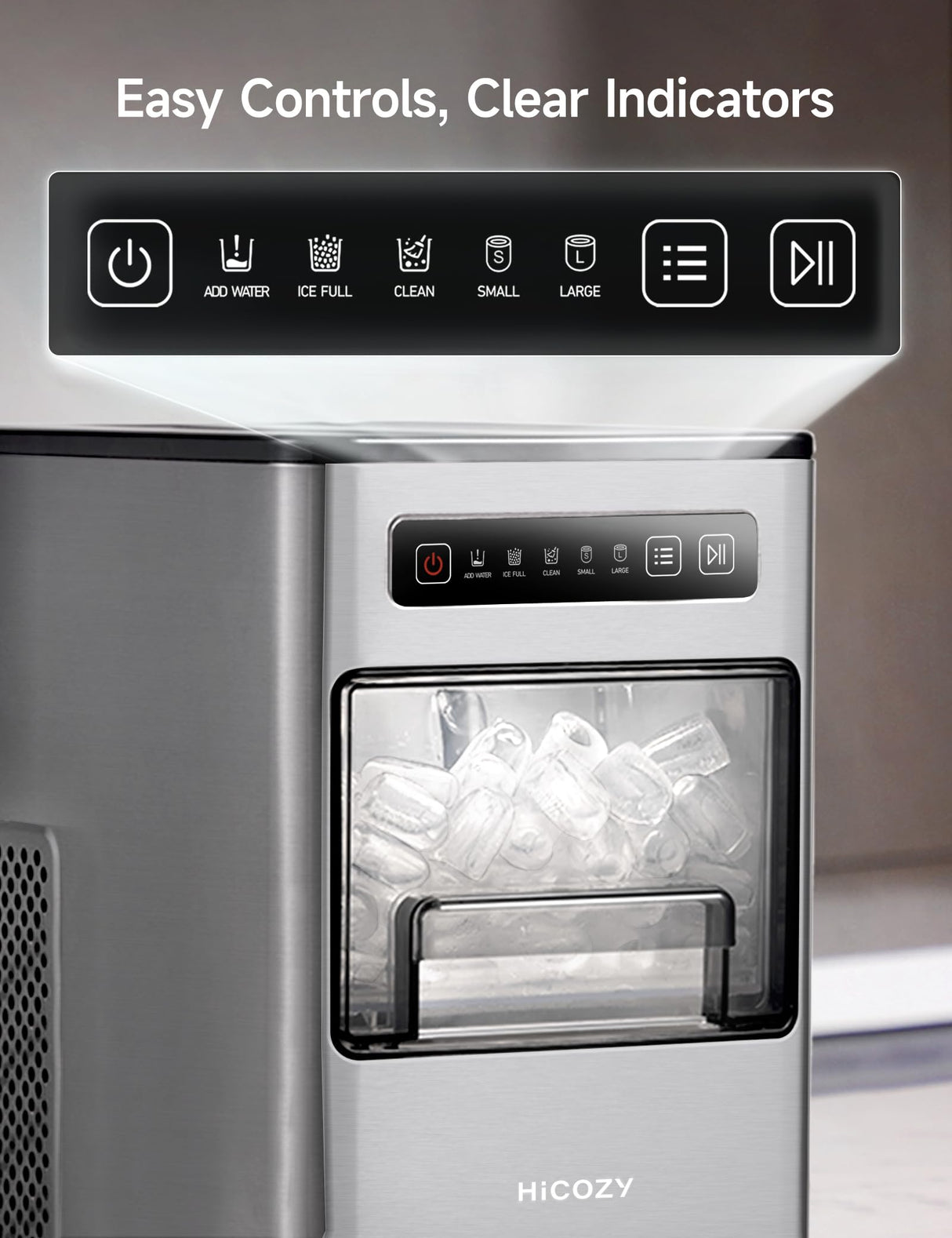 HiCOZY Ice Maker Countertop,Ice in 6 Mins, 24 lbs/Day, Portable & Compact Gift with Self-Cleaning,for Apartment/Under Cabinet/Kitchen/Office/Camping/RV/Home Bar (Light Black) Hicozy