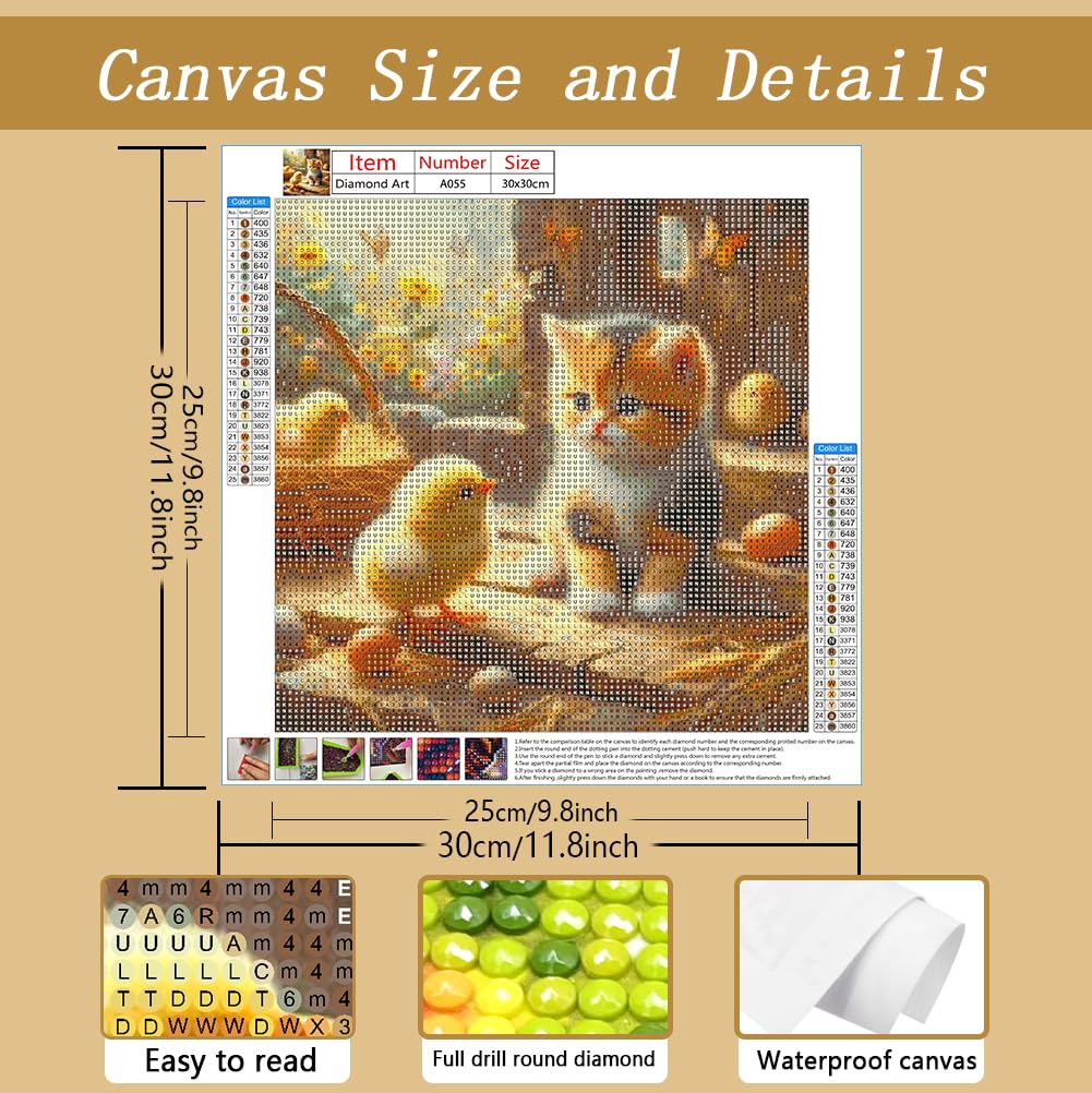AMORARS Cat Diamond Art Kits for Adults, 5D Diamond Painting Kits for Beginners - DIY Full Diamond Dot Gem Art Paintings, Suitable Gifts, and Home Decoration Crafts, 12x12Inch AMORARS