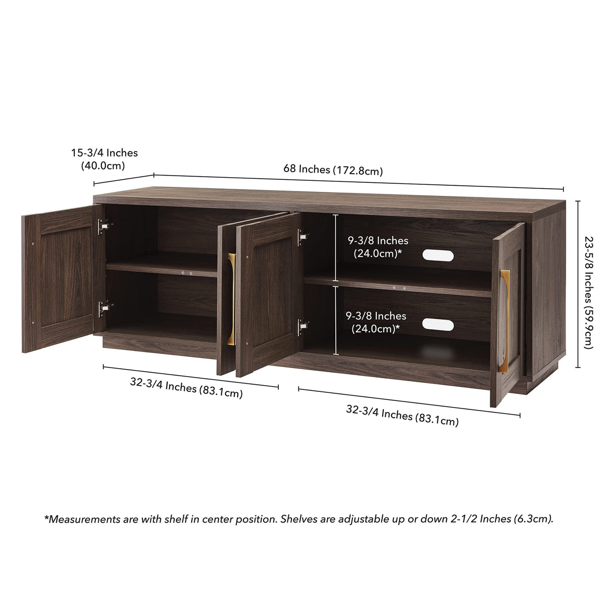 Henn&Hart Tillman Rectangular TV Stand for TV's up to 80" in Alder Brown Henn&Hart