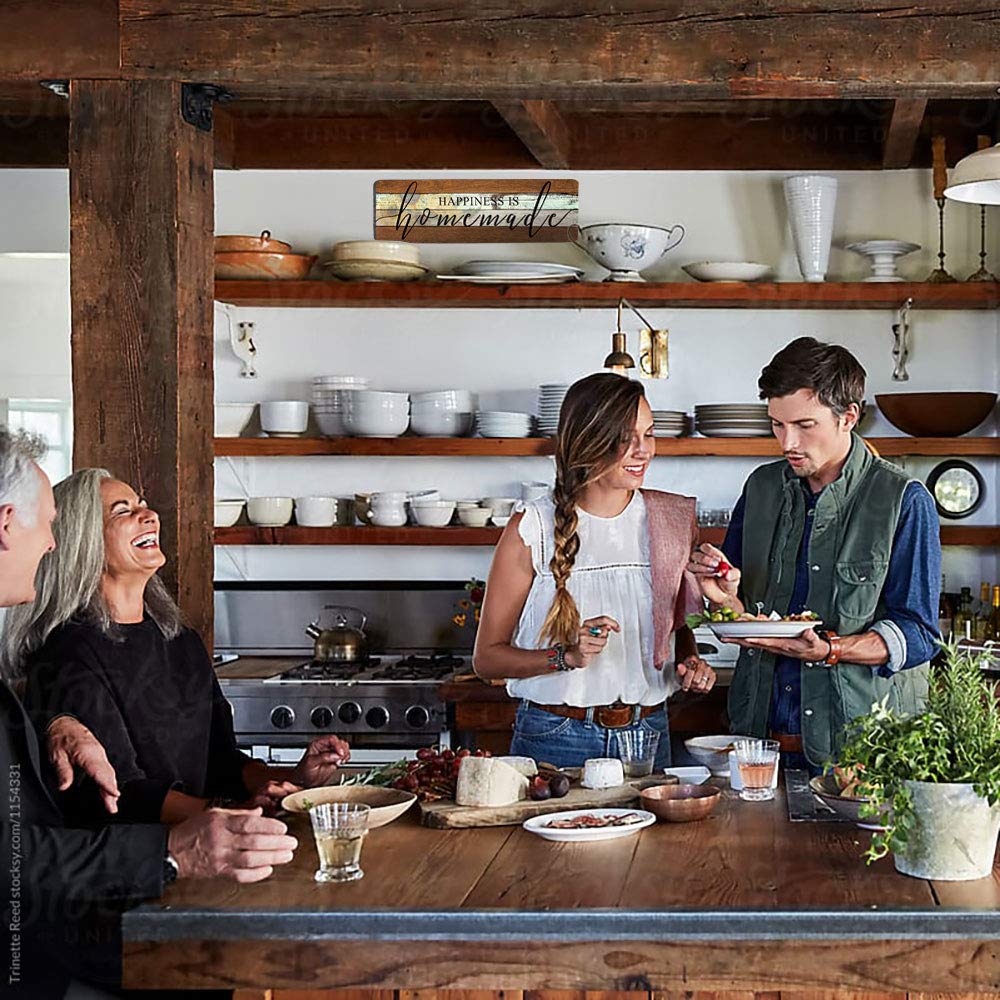 Farmhouse Wood Sign Wall Decor Love Sign Home Decor Wall Art-Happiness is Homemade-Kitchen Signs Wall Decor Size 16"x5" SAC SMARTEN ARTS