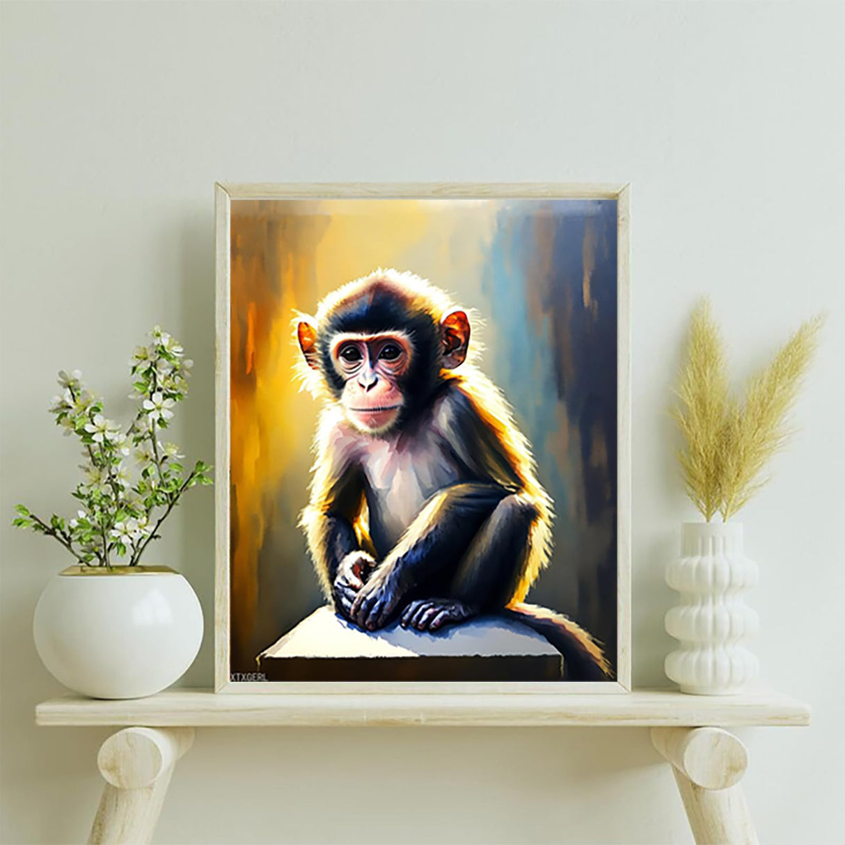 XTXGERL Paint by Numbers for Beginner Paint by Numbers Kits Orangutan Monkey Animal Paint by Numbers for Adults DIY Oil Painting Gift Kits 40x50cm Pre Printed XTXGERL