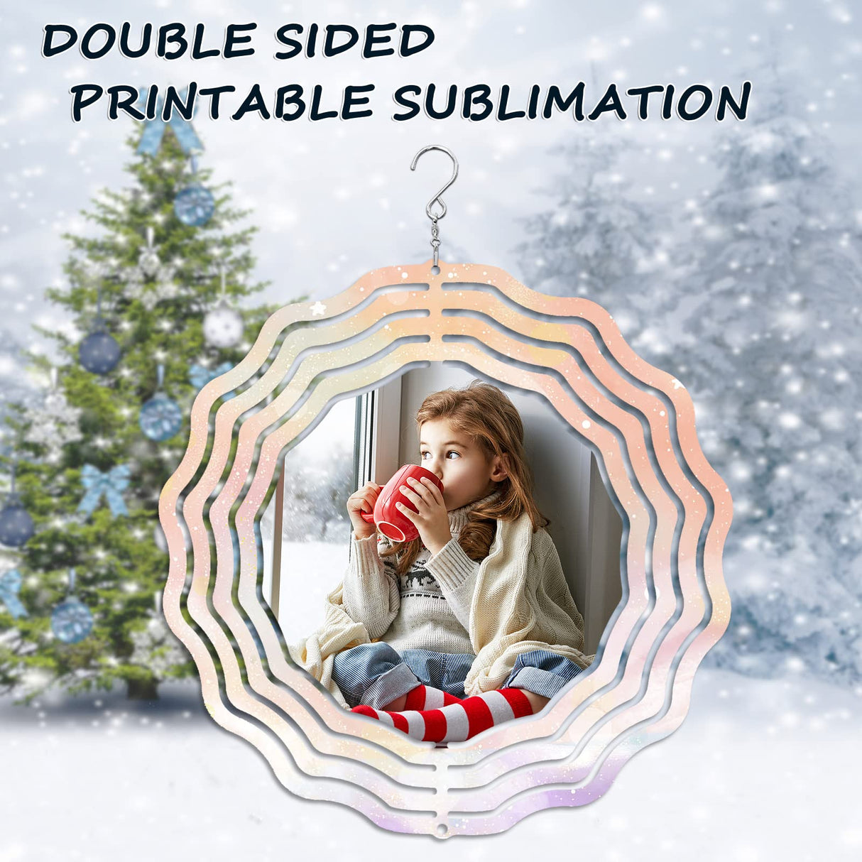 10 Pack 8 Inch Sublimation Wind Spinner Blanks, 3D Aluminum Wind Powered Kinetic Sculpture, Spinner Suspension Trim for Yards & Gardens(Round) XIHEYOMI