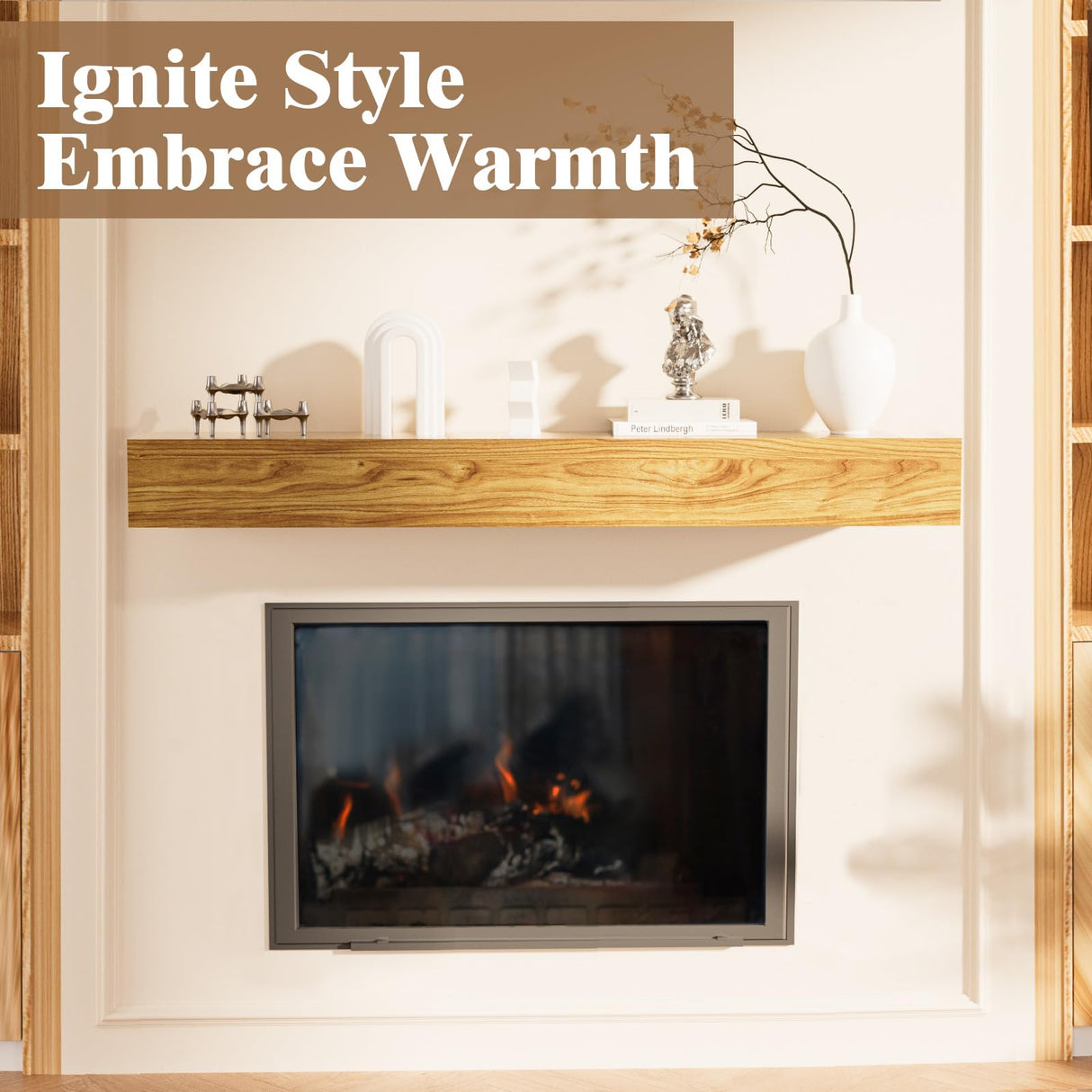 EASYEGO Fireplace Mantel Shelf 72", Rustic Wood Mantles for Over Fireplace, Handcrafted Floating Mantel Shelf, Wall Mounted Farmhouse Decor, with Brushed Surface Workmanship(72Lx8Dx5H, Rustic Natural) Easyego