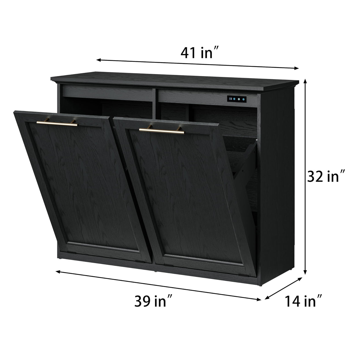 XM-ICE Tilt Out Trash Cabinet with Quick Installation and Deodorising Function, Wooden Trash Kichen Cabinet Holds Up to 2x13 Gallons Bins, Freestanding Trash Cabinet, Black XM-ICE