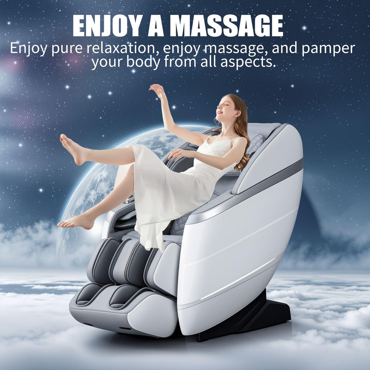 RelaxRelife 4D Full Body Massage Chair with Flexible 166° Track, Reading Light, 18 Massage Modes, 11 Techniques, 36 Airbags, Zero Gravity Recliner with Yoga Stretch and Foot Massage Grey RelaxRelife