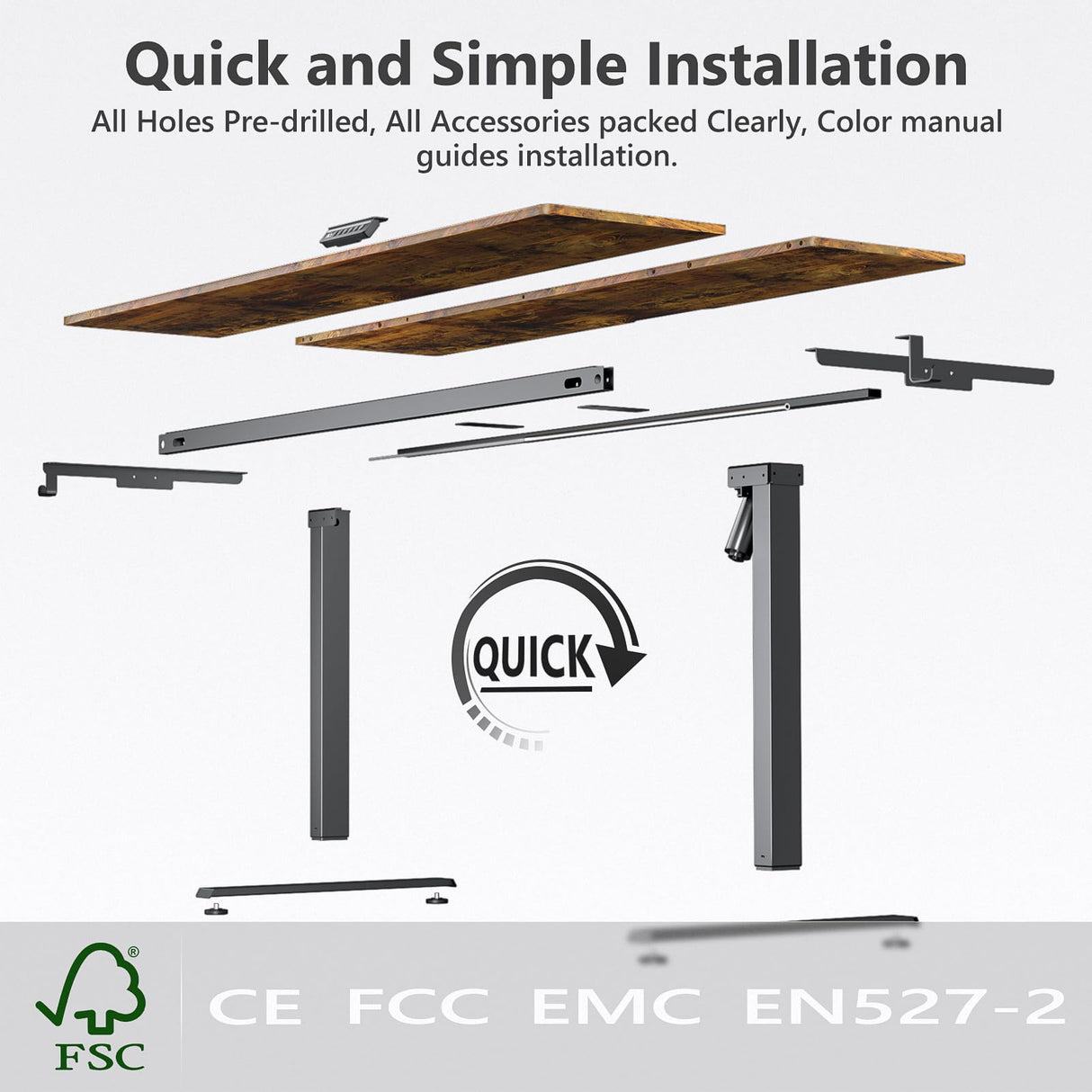 VVENACE 63 x 28 Electric Standing Desk Adjustable Height 4 Memory Preset, 4 Wheels, 2 Headphone Hook, Home Office Desk, Stand Up Sit Stand Desk Computer Table, Splice Board Rustic Brown VVENACE