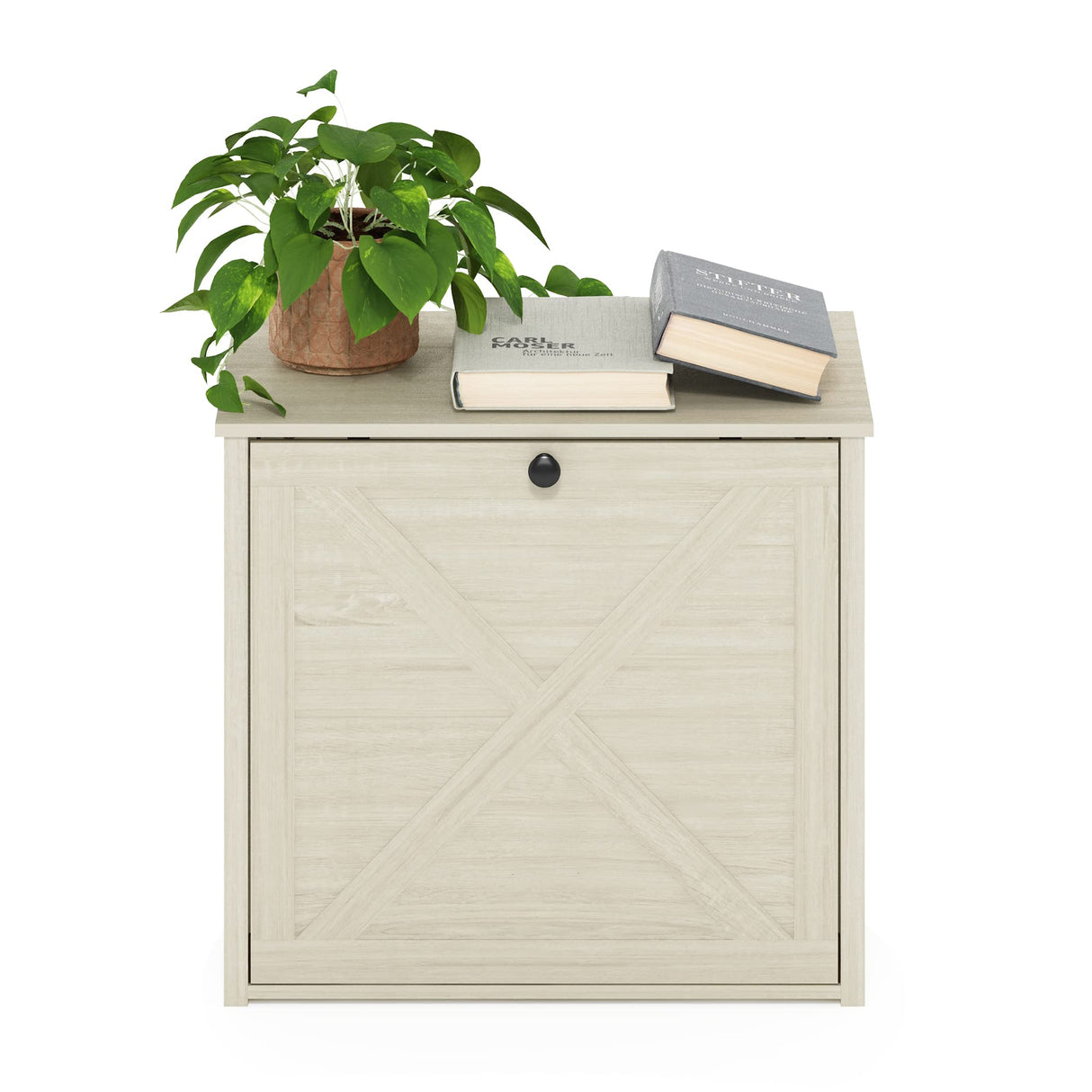 Furinno Peli Small Cat Litter Box Enclosure with Single Door, White Wash, Farmhouse-24 Inch Furinno