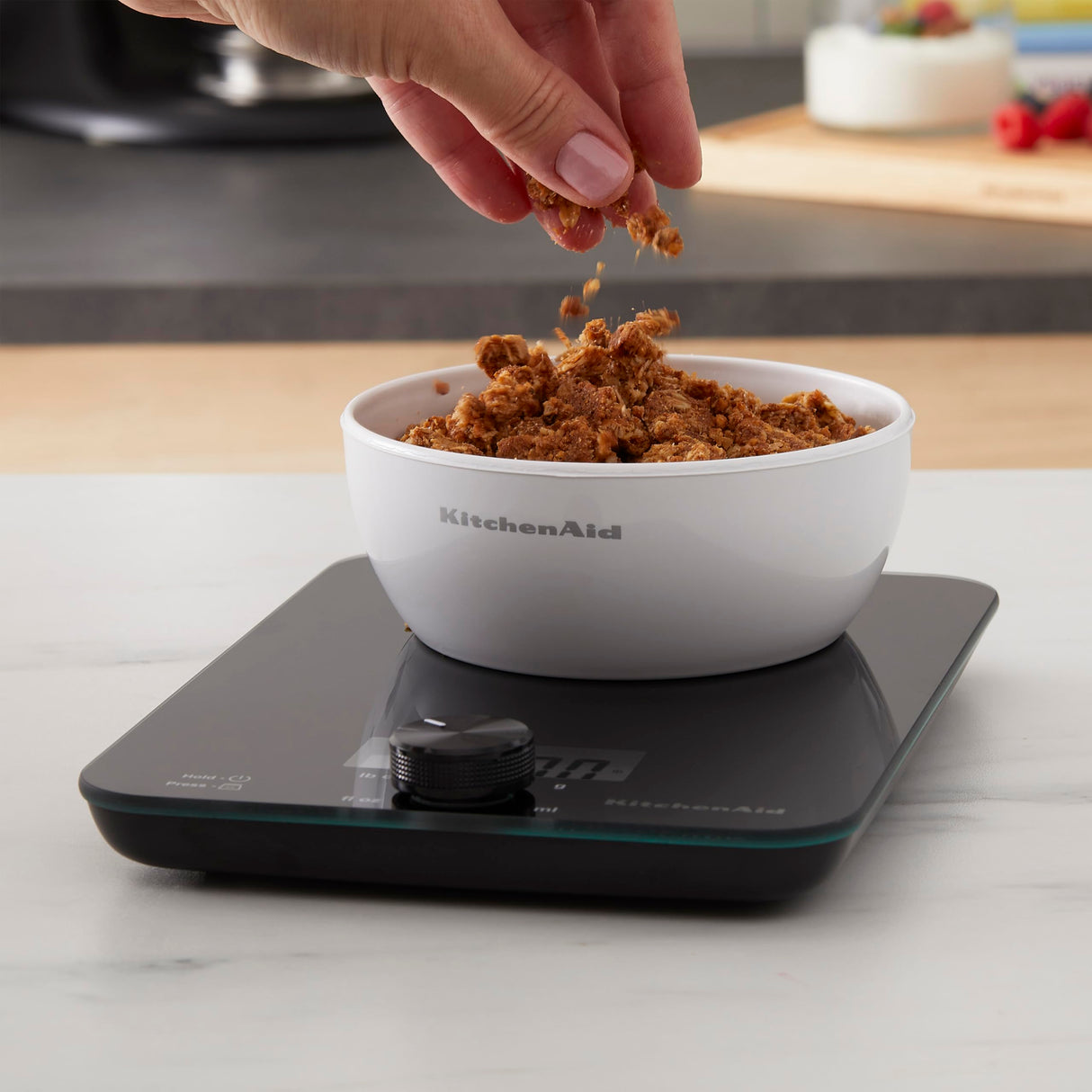 KitchenAid KQ914BA Digital Glass Top Kitchen and Food Scale, 11 lb Capacity, Measures Liquid & Dry Ingredients, Rotating Knob, Precise Results for Baking, Cooking, Keto and Meal Prep, Tare, Black KitchenAid