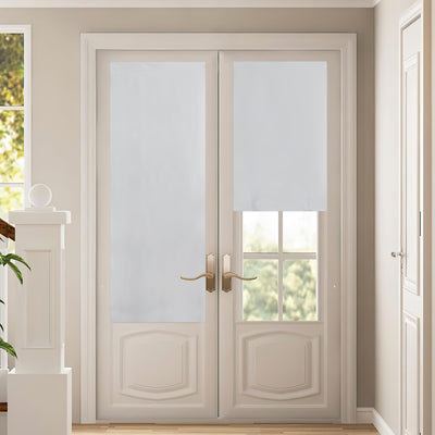 NICETOWN 100% Blackout Roller Shades, No Tools No Drill Cordless Blinds for Windows, Thermal Insulated Privacy French Door Window Shades for Bedroom Kitchen (26" W x 64" L, Greyish White, 1 Panel)