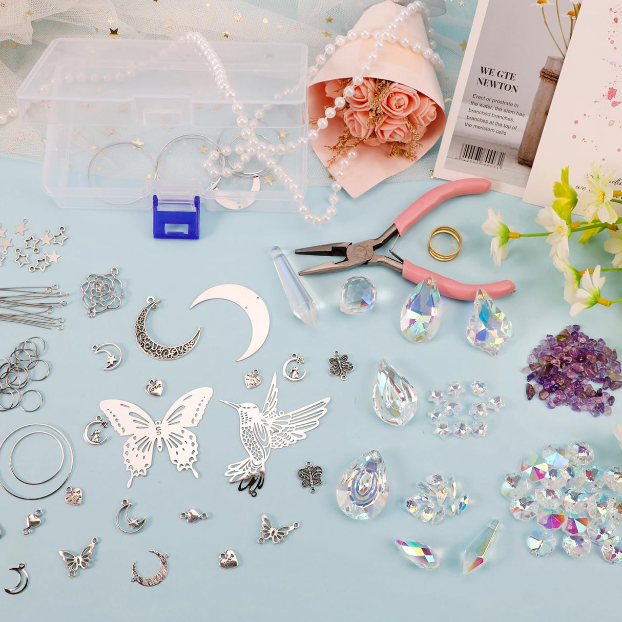 HYBEADS DIY Suncatchers, 400pcs Sun Catchers Making Supplies Kit Art and Crafts for Adults Hanging Prism Sun Catcher with Crystals Rainbow Maker for Indoor Window Home Wedding Garden Christmas Decor HYBEADS