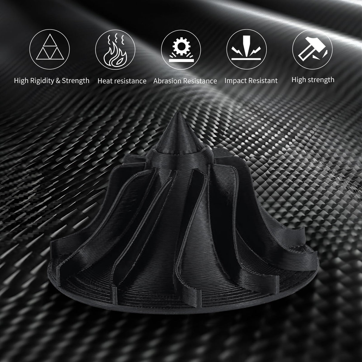 IEMAI Carbon Fiber ABS Filament 1.75mm, Black ABS-CF 1kg Spool, High Strength, Impact & Heat Resistant 3D Printer Filament, Perfect for Functional Parts & Industrial Applications IEMAI