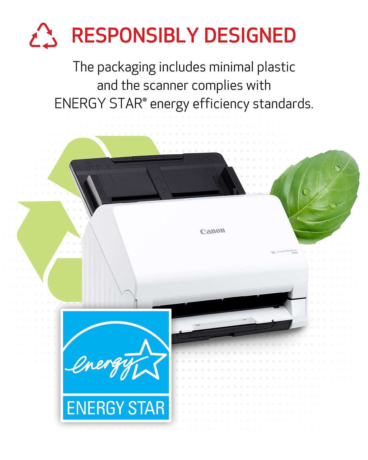 Canon imageFORMULA R30 - Office Document Scanner, Auto Document Feeder, Duplex Scanning, Plug-and-Scan Capability, No Software Installation Required Canon