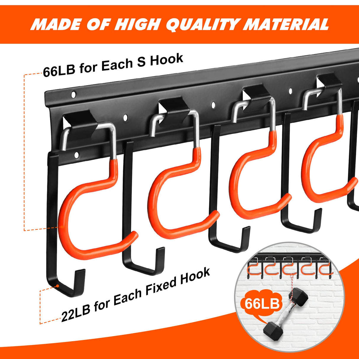 TVKB 34'' All Metal Garden Tool Organizer Wall Mount Garage Organizers and Storage with Hooks Tool Hangers for Shed TVKB