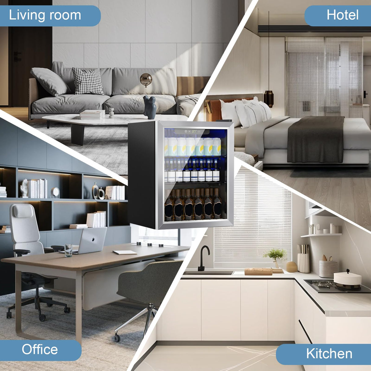 Stopsad Beverage Refrigerator Cooler, 76 Can/1.7 Cubic Feet Mini Fridge with Glass Front Door, Digital Display Small Refrigerator with Adjustable Shelves for Soda, Beer or Wine Stopsad