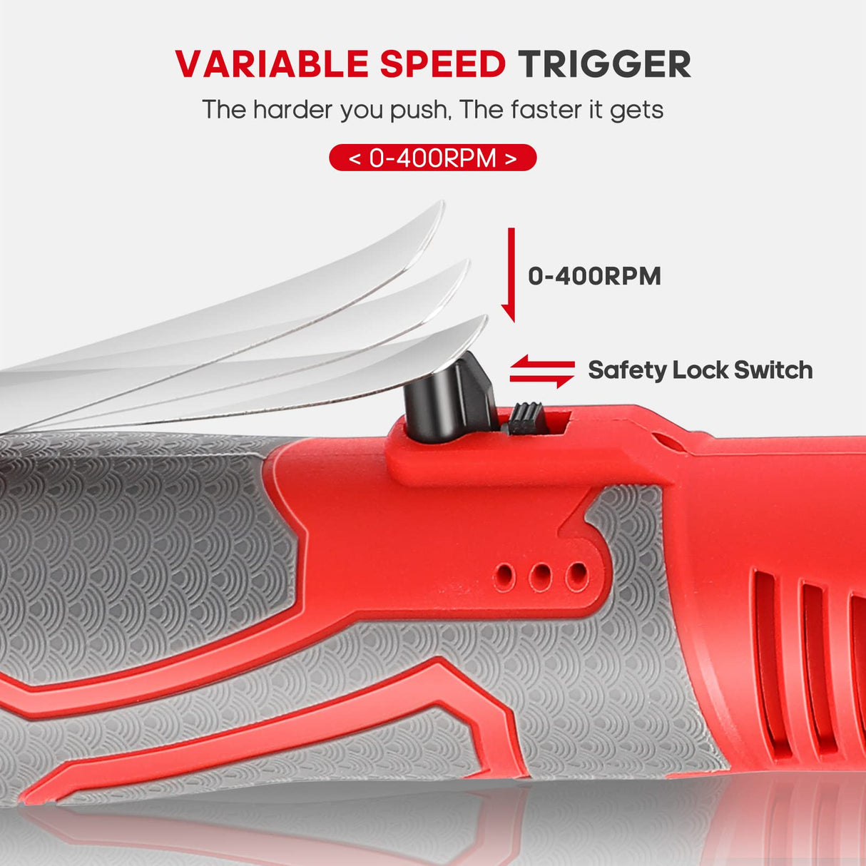 FAHKNS 18V Extended Cordless Ratchet Wrench 3/8 Electric Wrenches Set 45 ft-lbs (60 N.m) 400RPM Power,2 Battery 2.0Ah Lithium-Ion,7 Sockets (10/11/12/13/14/15/17mm) And Charger,Variable Speed Trigger FAHKNS