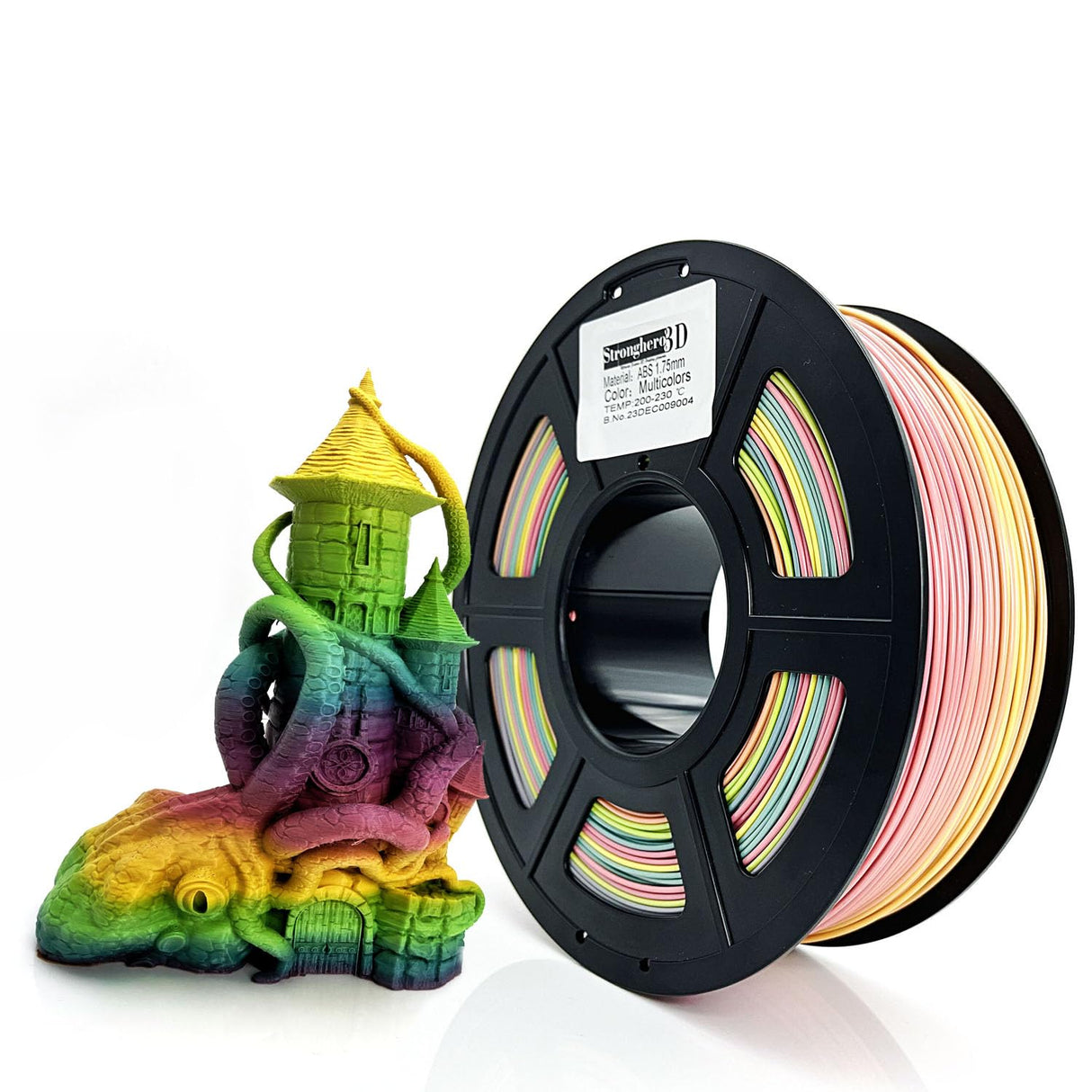 Stronghero3D ABS 3D Printer Filament 1.75mm,Multicolors,Rainbow,1kg(2.2lbs) Accuracy +/-0.05mm for ender3 Cr10 Stronghero3D