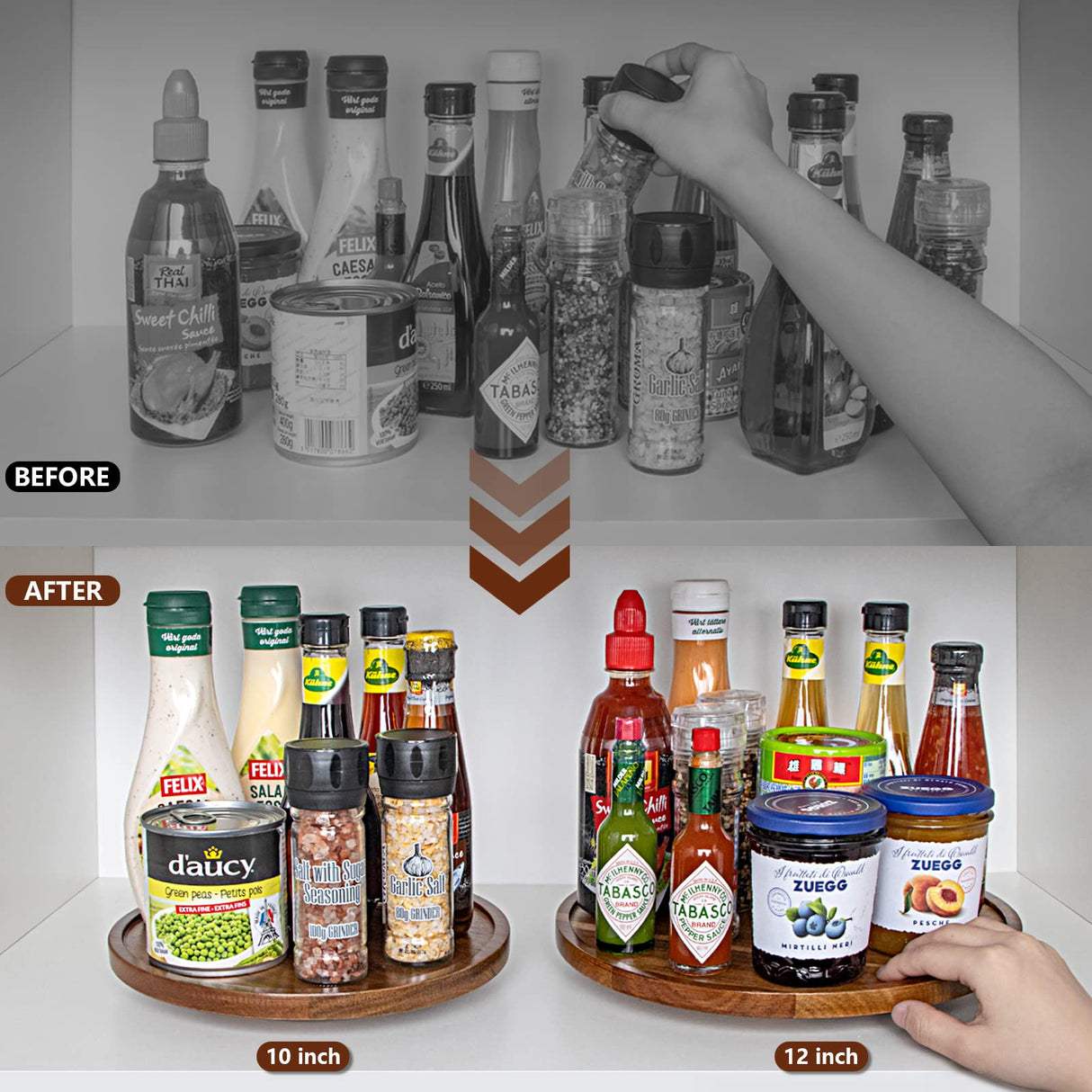 ANBOXIT Lazy Susan Organizer for Table, 10 Inch Wooden Lazy Susan Turntable for Cabinet, Acacia Wood Turntable Kitchen Spice Rack (1 Pack) ANBOXIT