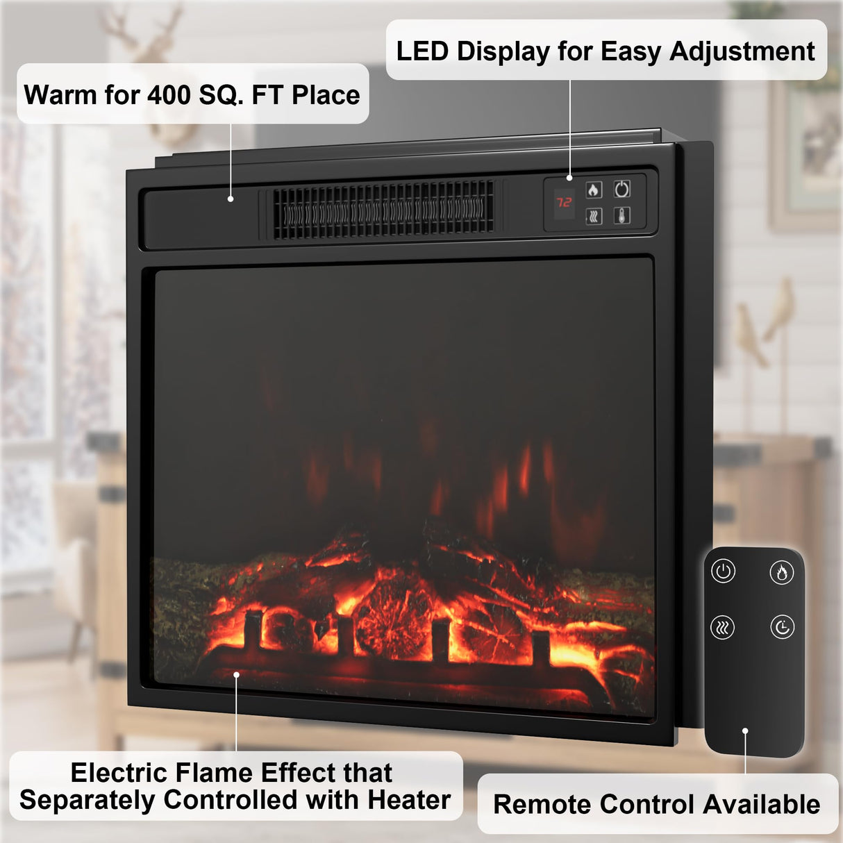 Furmax Fireplace TV Stand for Up to 65 Inches TVs, Farmhouse Entertainment Center with Grooved Barn Doors, Rustic Media Console Table with Storage Cabinets for Living Room (Barnwood) Furmax