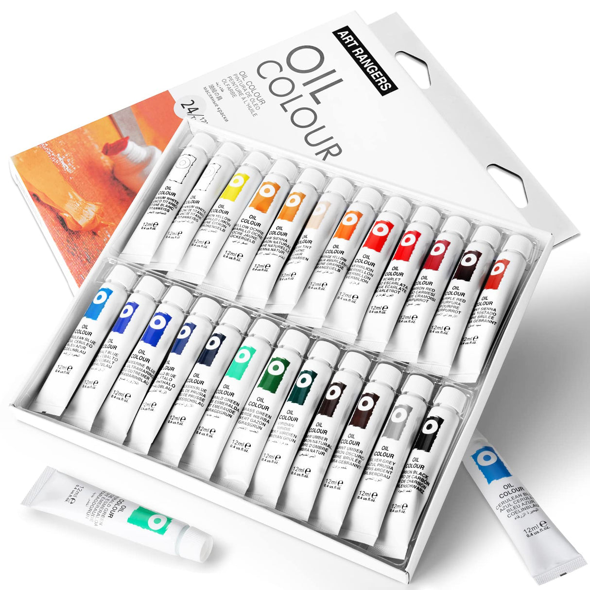 LIGHTWISH Oil Paint Set,24 x 12ml Colors, Richly Pigmented Oil Based Paint for Canvas Painting, Non-Toxic Oil Painting Supplies for Beginners, Students and Adults LIGHTWISH