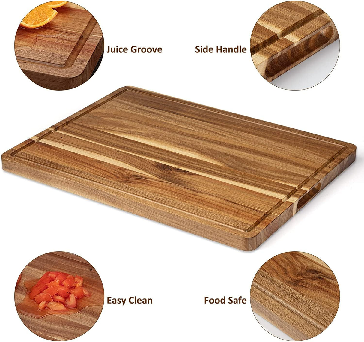 24 x 18 Inch Large Acacia Wood Cutting Board, Reversible Wooden Butcher Block Cutting Board with Juice Groove, Carving Board for Meat, Turkey, Fashionwu