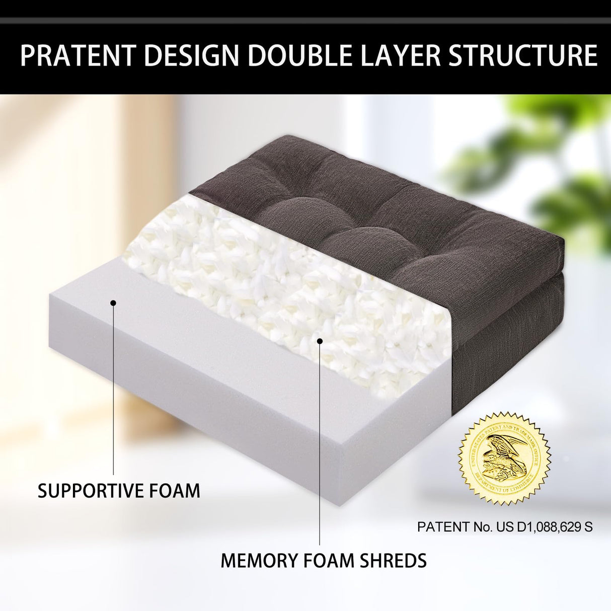 HAVARGO Recliner Cushions for Elderly, 20x20x5 Inch Thick Chair Cushion Patent Design Soft Tufted Dual Layer Booster Seat Cushions for Seniors Recliner Risers Taupe 1P HAVARGO